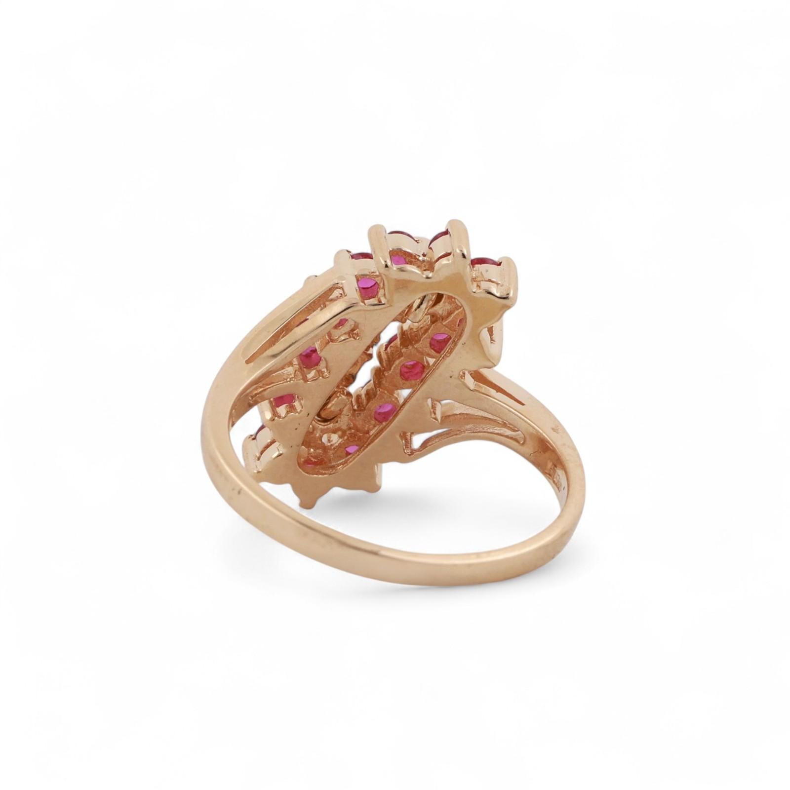 Ruby Diamond Cocktail Ring 14K Yellow Gold 0.71 CTW Size 6.5 Ladies Estate