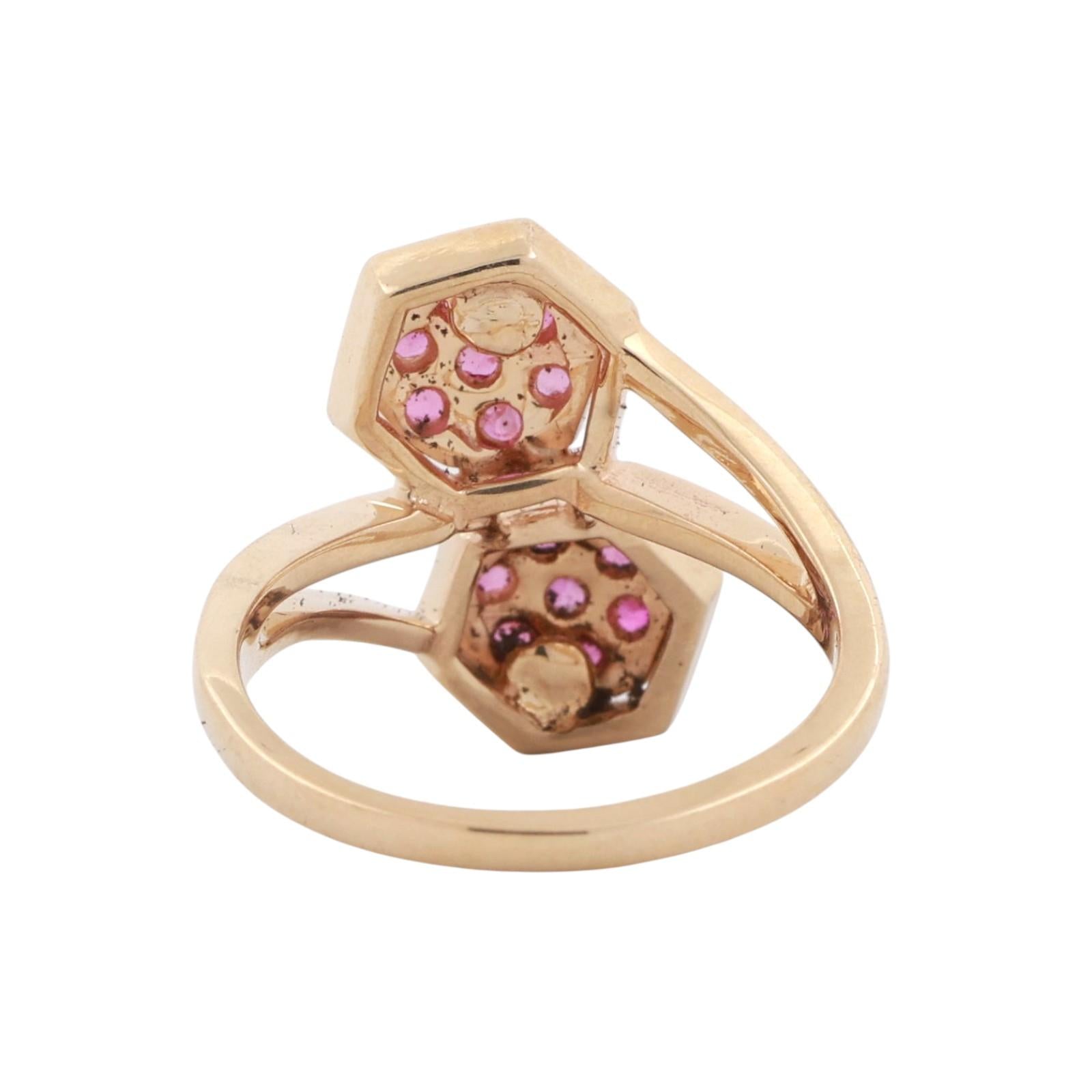 Ruby Floral Bypass Ring 14K Yellow Gold 0.56 CTW Size 6.25 Ladies Estate