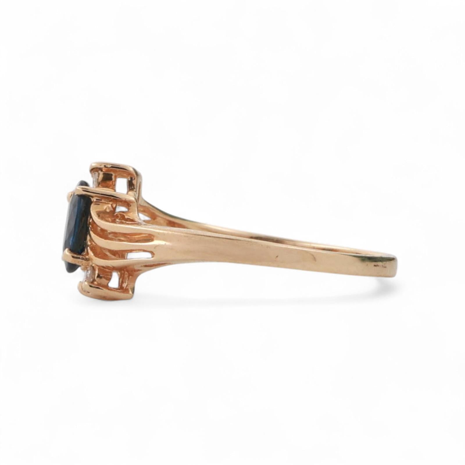 Solitaire Sapphire Diamond Cocktail Ring Swirl 14K Yellow Gold 0.60CTW Size 5.25