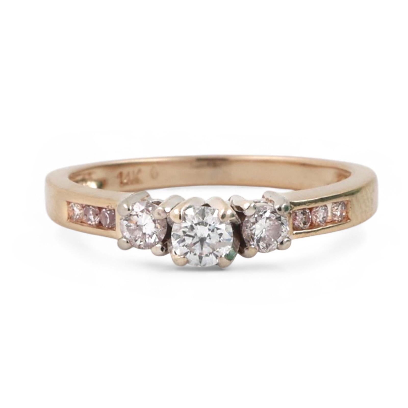 Round Solitaire Accent Diamond Engagement Ring 14K Gold 0.35 TW Size 6.5 Ladies
