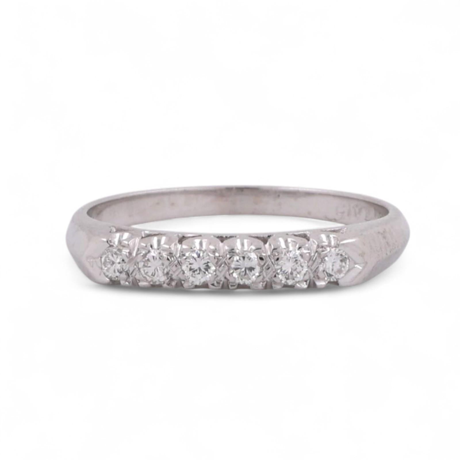 Round Diamond Half Eternity Band Ring 14K White Gold 0.15 TW Prong Set Size 6.5