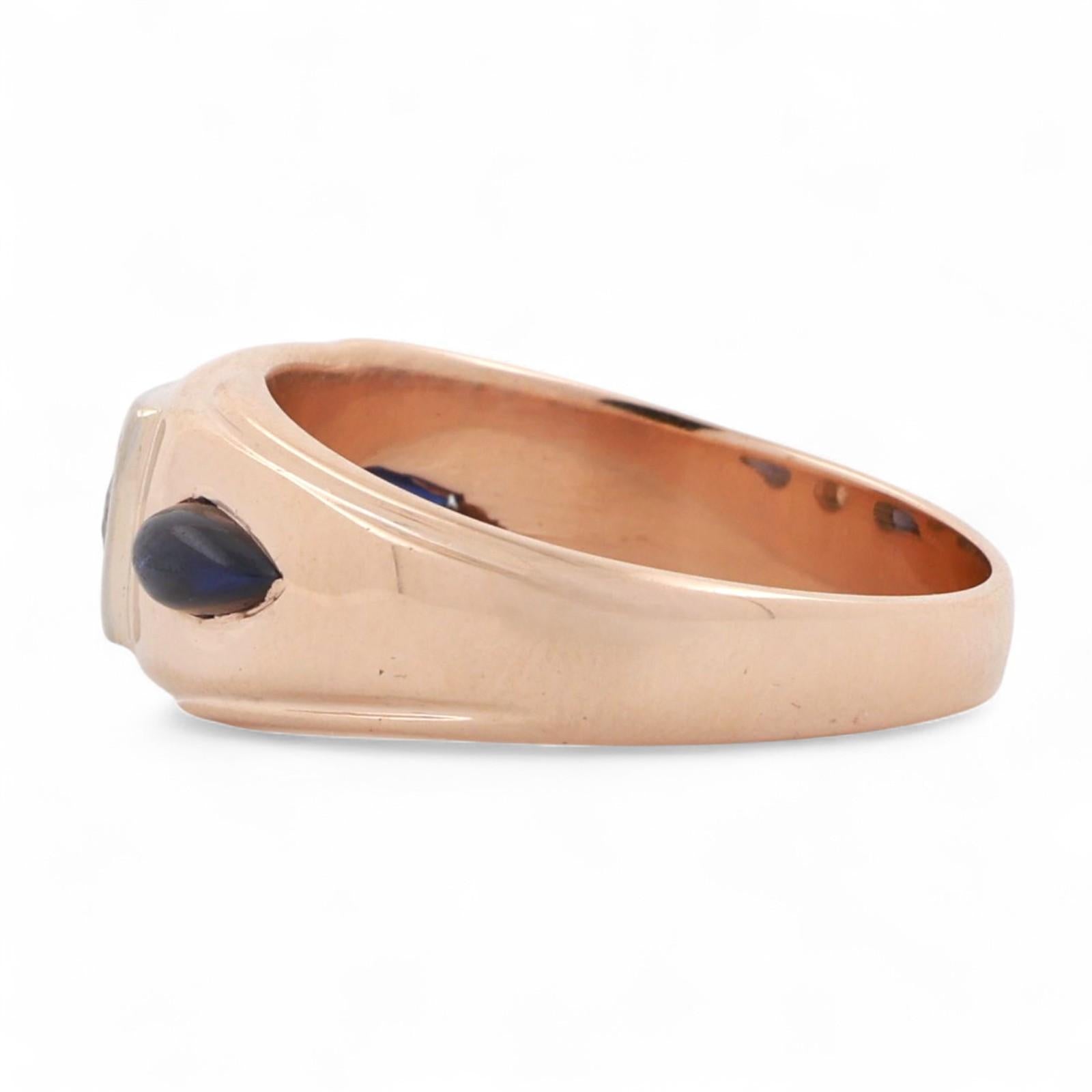 Solitaire Diamond Cabochon Sapphire Accents Band Ring 14K Gold 0.50 CTW Size 10