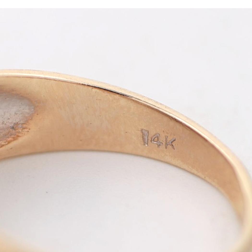 Mens Solitaire Diamond Signet Ring 14K Brushed Gold 0.25 CT Size 12 Estate