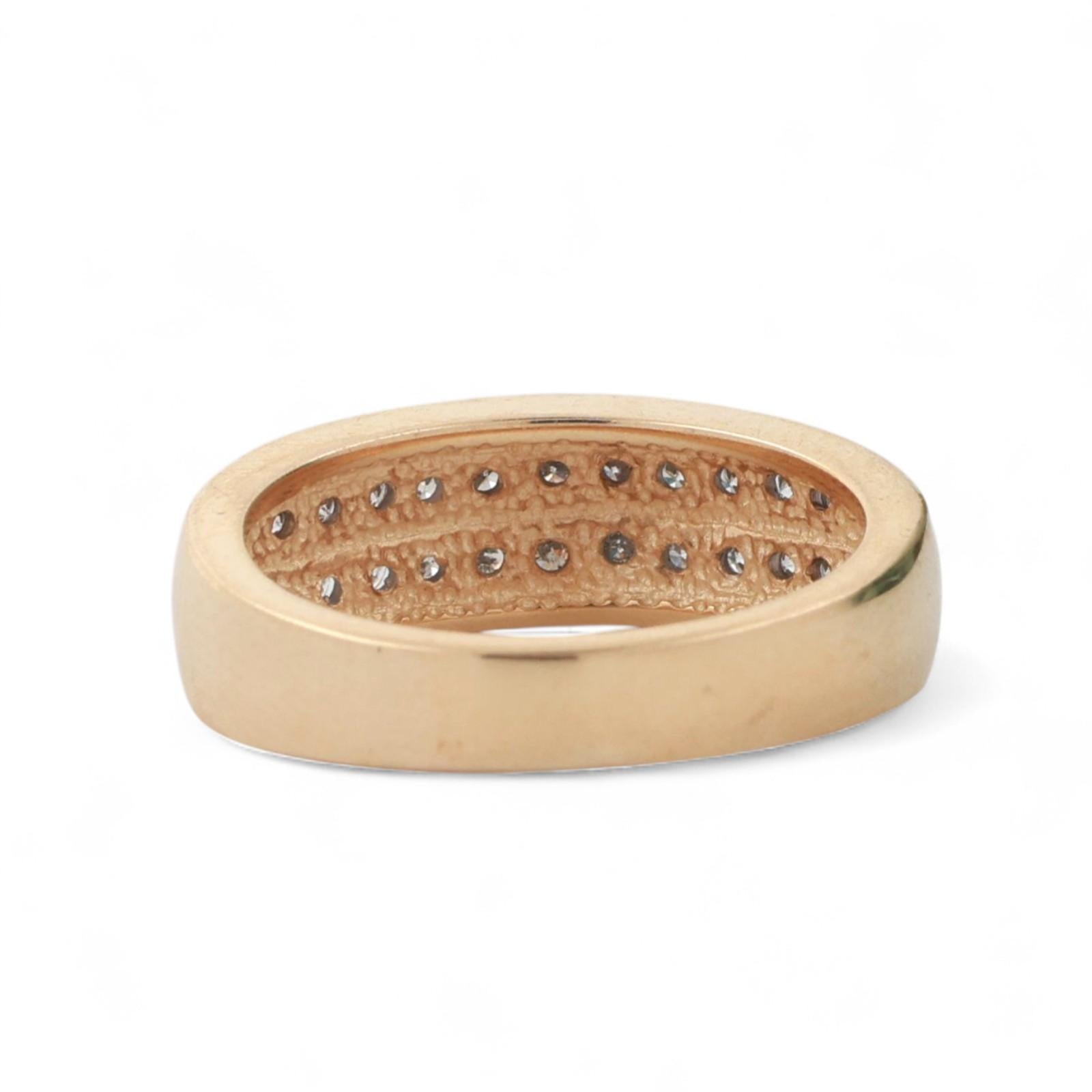 2-Row Diamond Band Ring 14K Gold 0.65 TW Round Diamonds Size 7.25