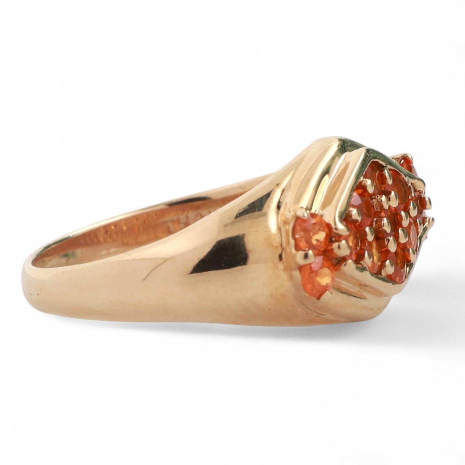 Citrine Cluster Gemstone Cocktail Ring 14K Yellow Gold 0.52 CTW Size 7.25 Estate
