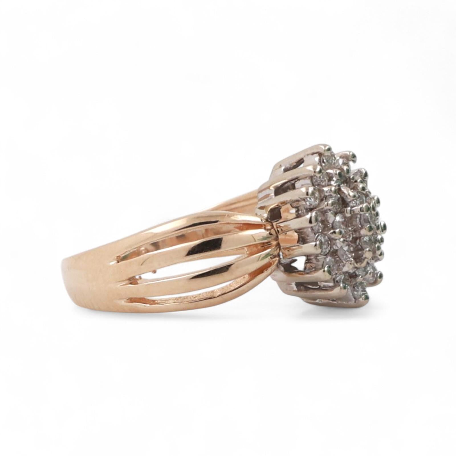 Cluster Diamond Floral Cocktail Ring 14K Gold 0.33 TW Size 5 Ladies Estate