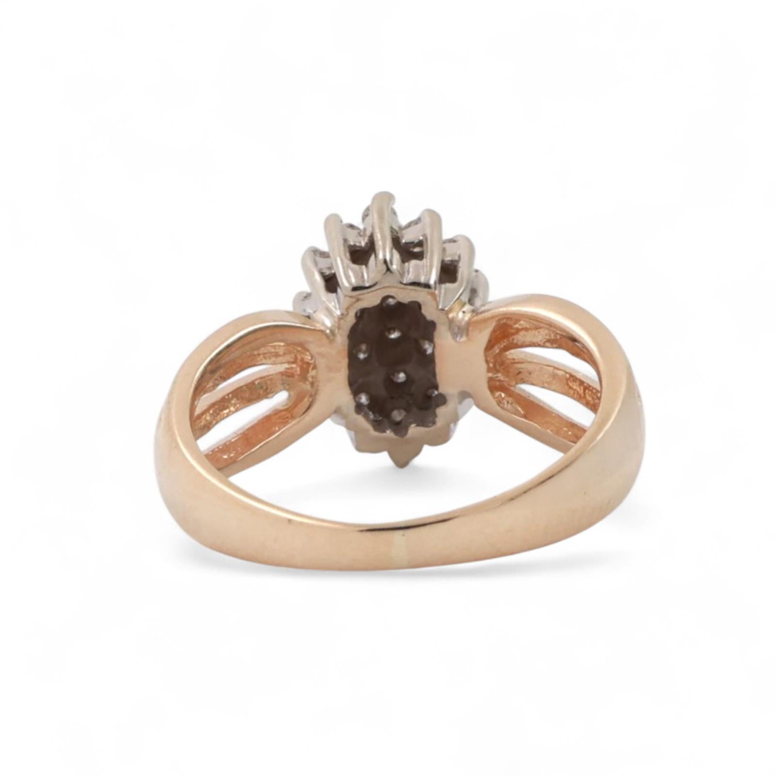 Cluster Diamond Floral Cocktail Ring 14K Gold 0.33 TW Size 5 Ladies Estate