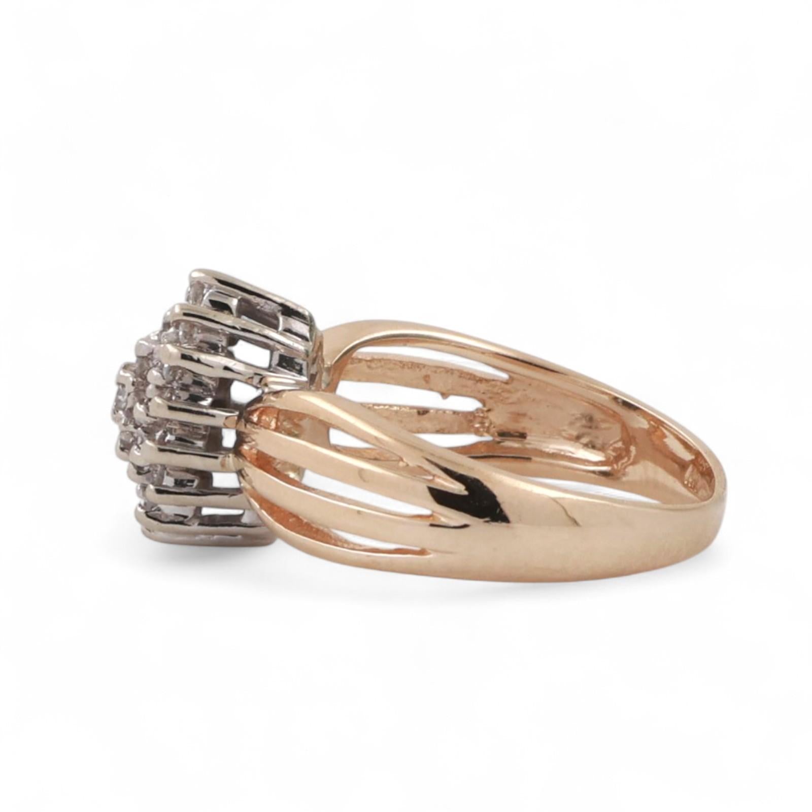 Cluster Diamond Floral Cocktail Ring 14K Gold 0.33 TW Size 5 Ladies Estate