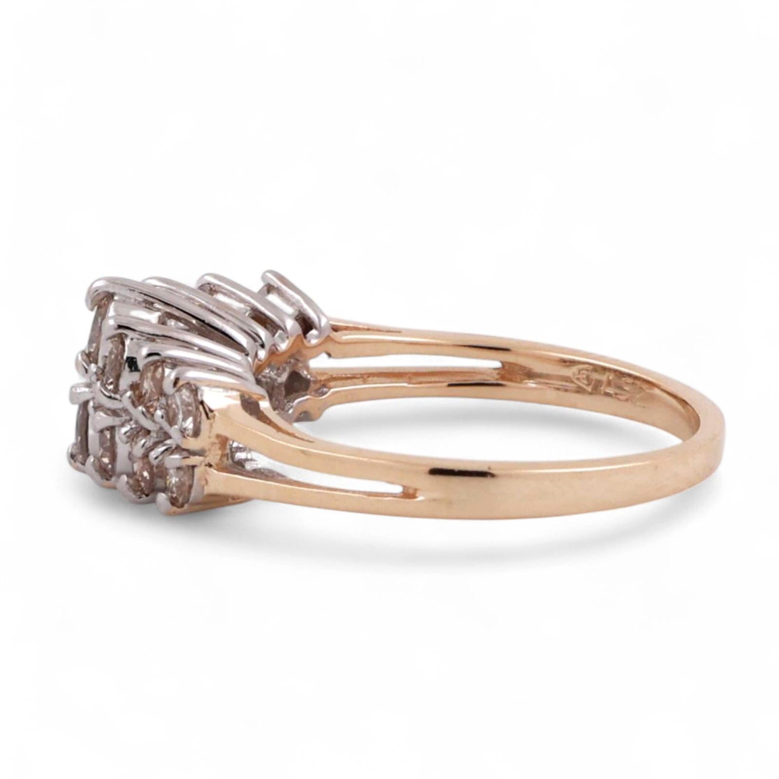 2-Row Diamond Dome Ring 14K Gold 1.25 TW Size 7 Ladies Estate