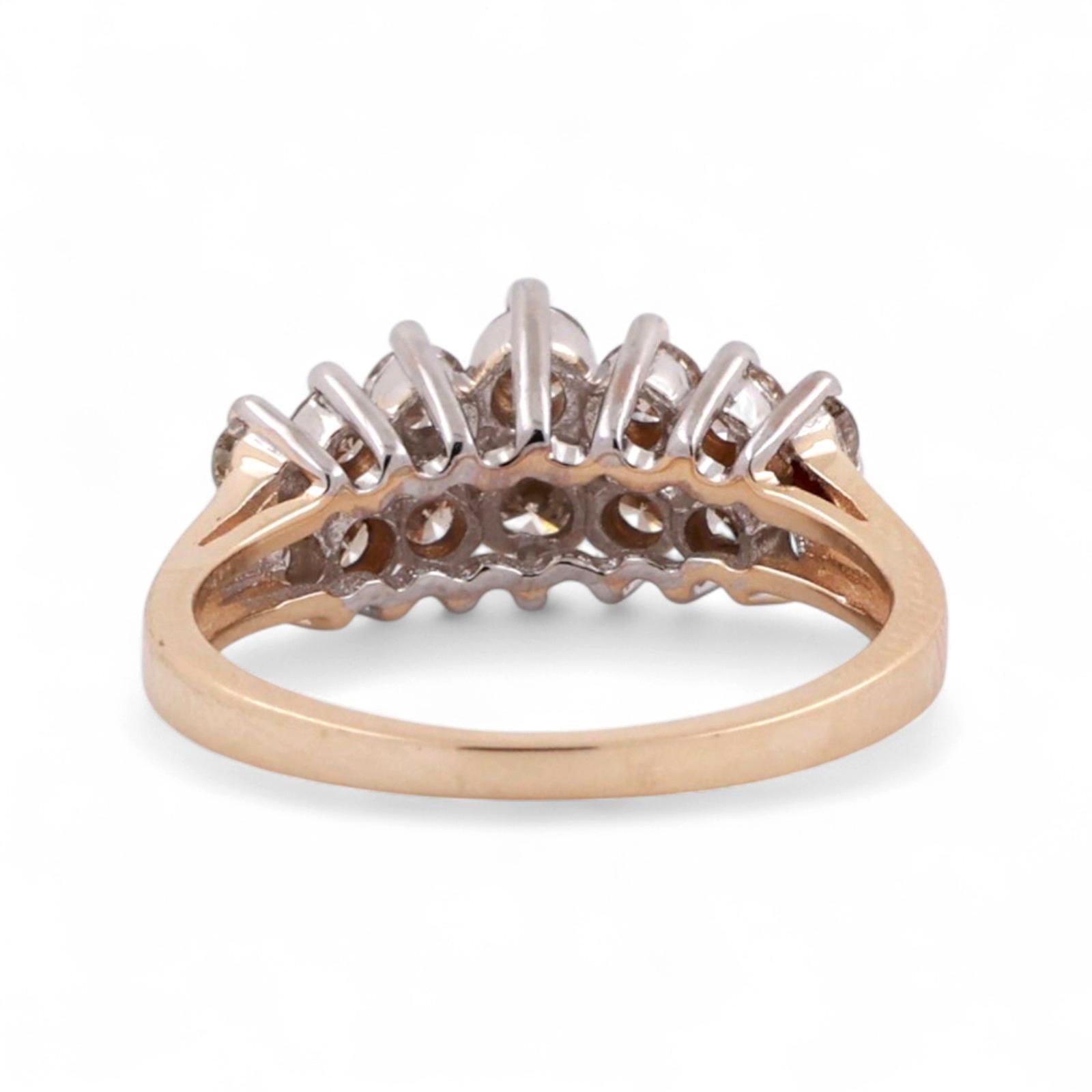 2-Row Diamond Dome Ring 14K Gold 1.25 TW Size 7 Ladies Estate