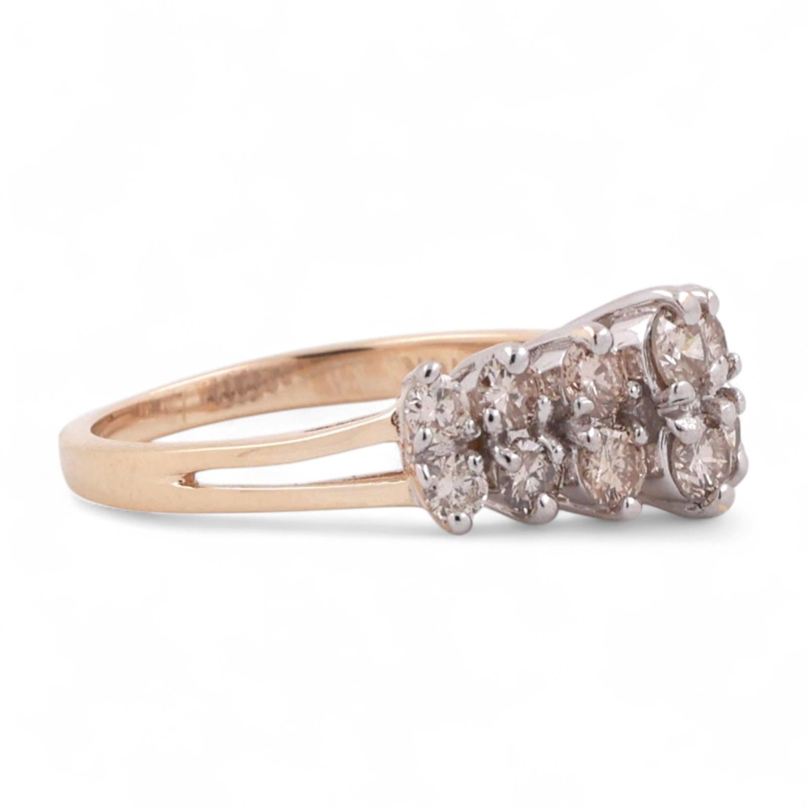 2-Row Diamond Dome Ring 14K Gold 1.25 TW Size 7 Ladies Estate
