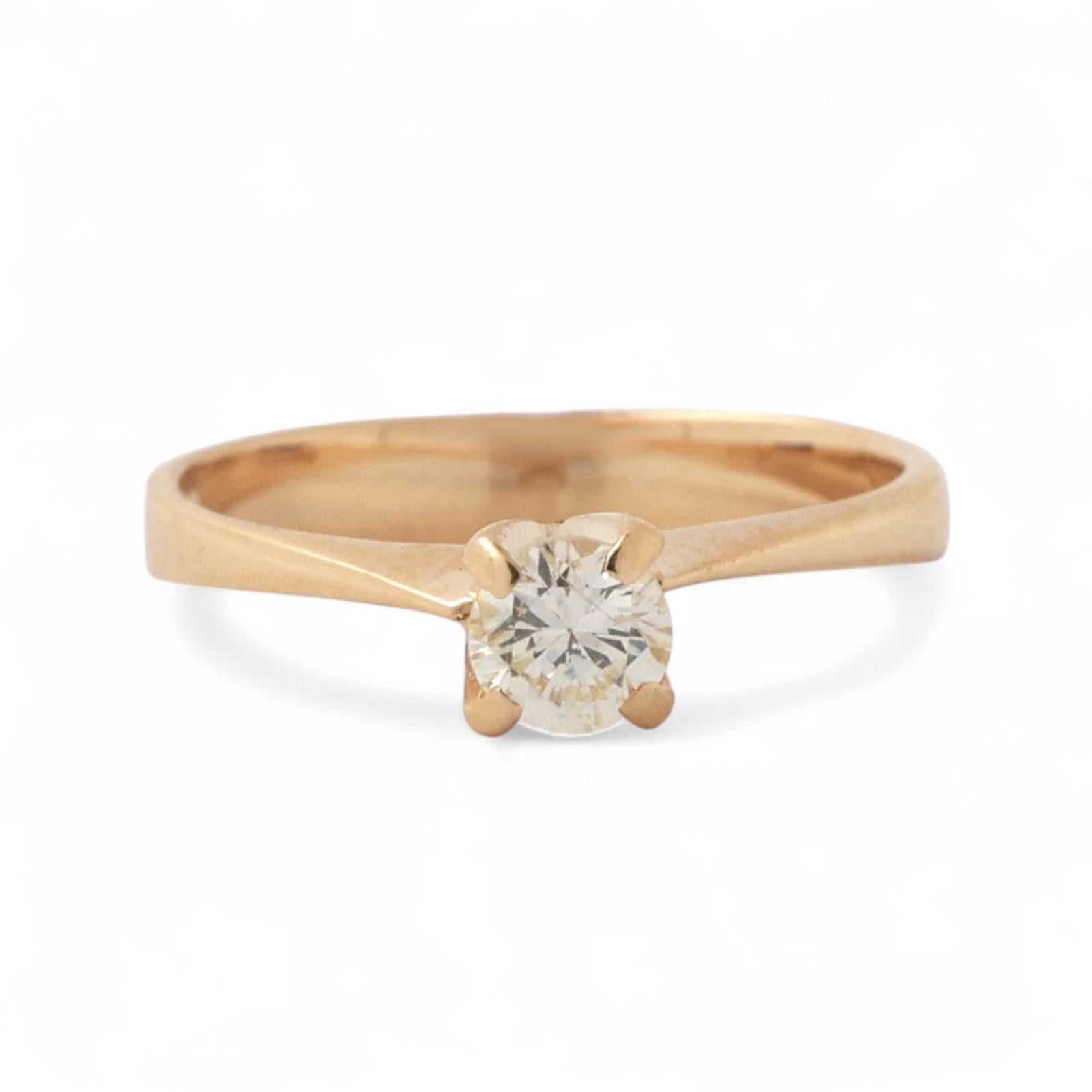 0.33 CT Solitaire Round Diamond Engagement Ring 18K Yellow Gold Size 5.5 Ladies