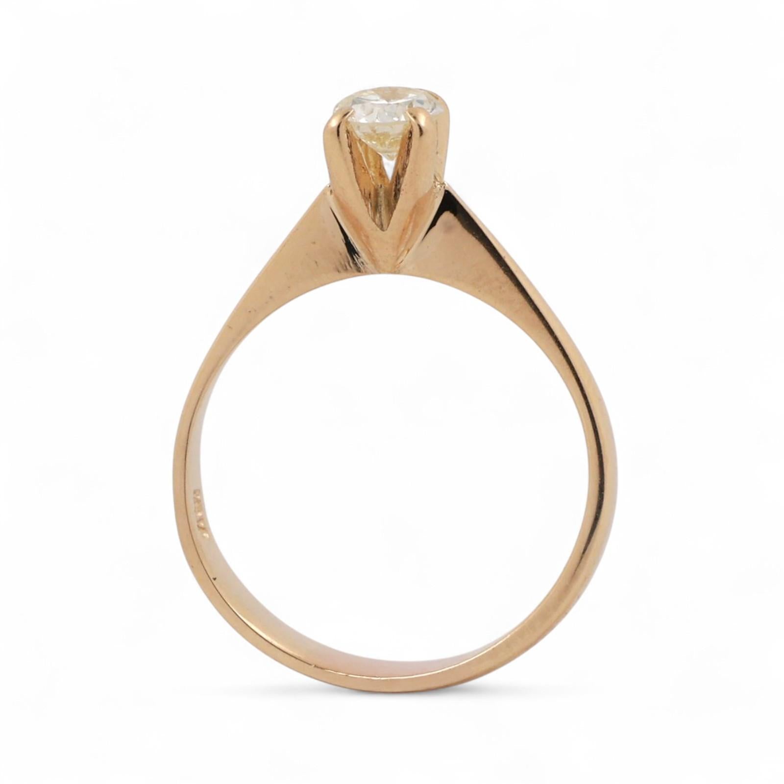 0.33 CT Solitaire Round Diamond Engagement Ring 18K Yellow Gold Size 5.5 Ladies