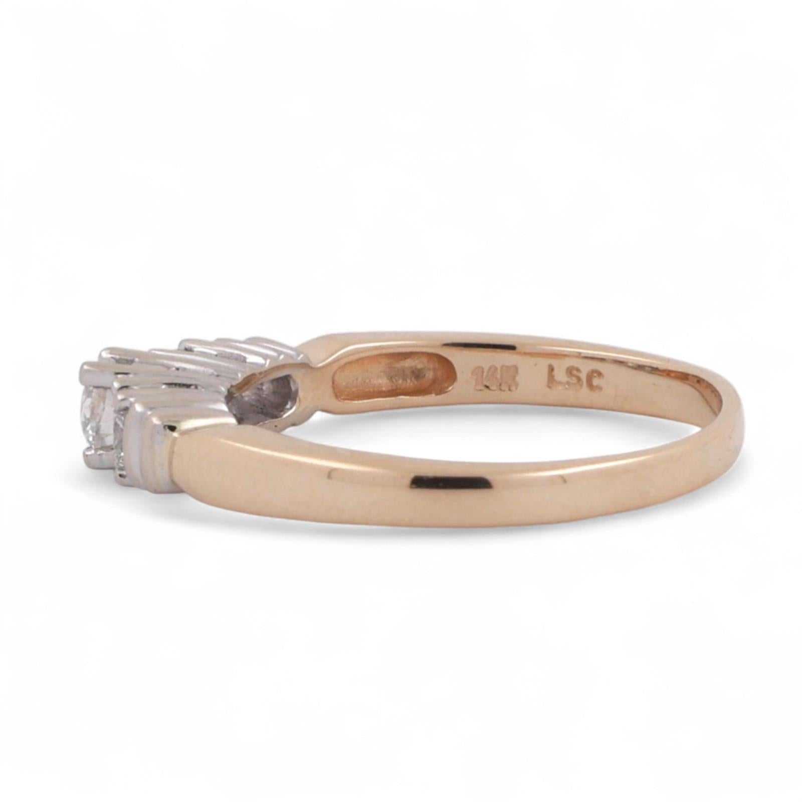 3-Stone Diamond Wedding Engagement Band Ring 14K Gold 0.45 TW Size 8