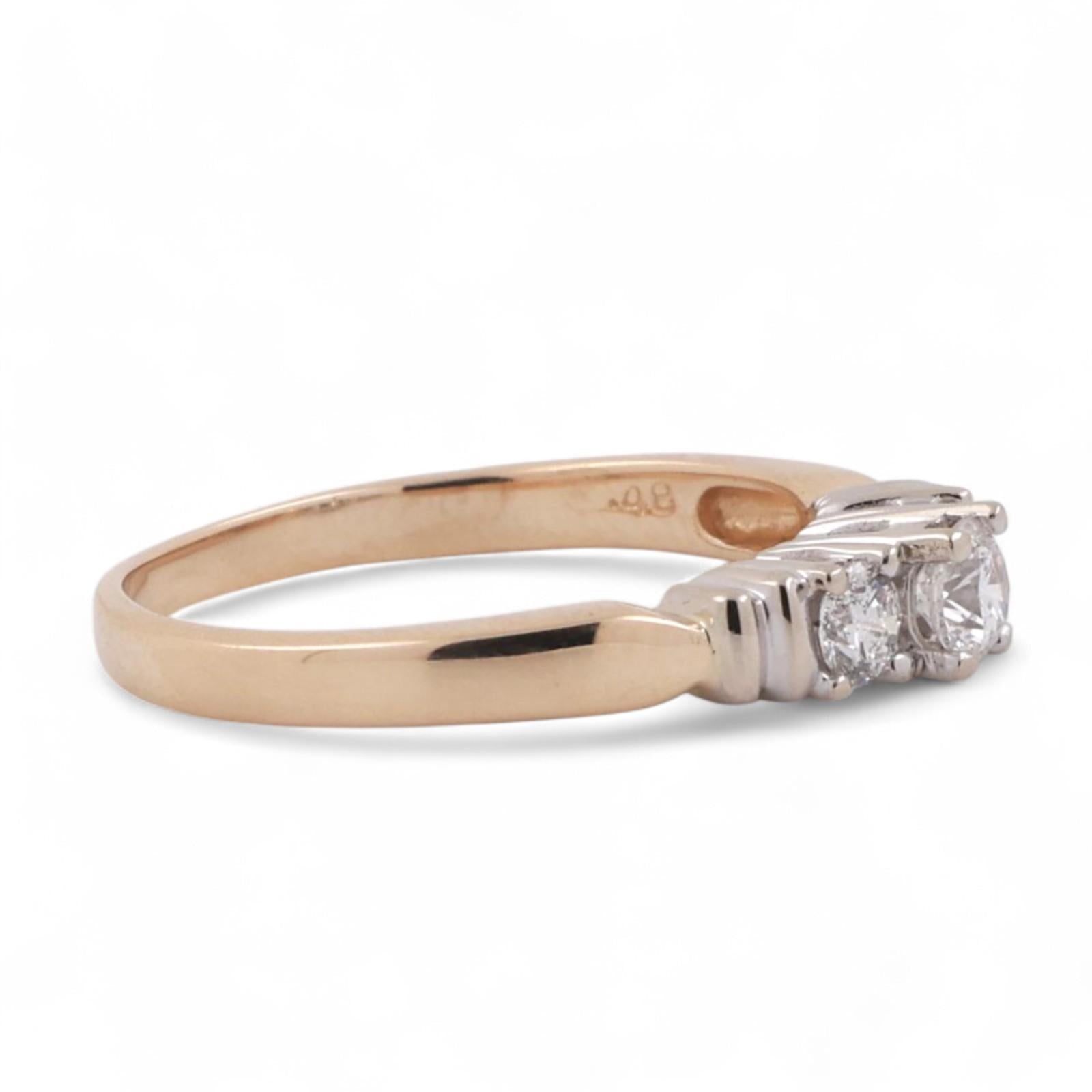 3-Stone Diamond Wedding Engagement Band Ring 14K Gold 0.45 TW Size 8