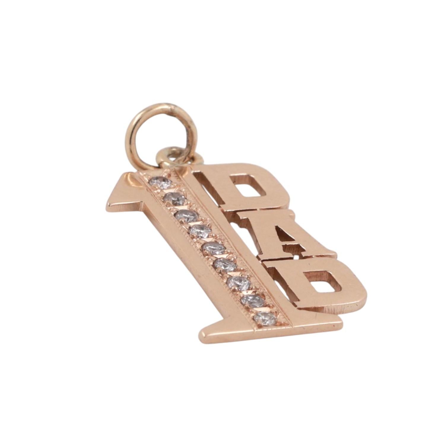 "1 Dad" Diamond Charm Pendant 14K Yellow Gold 0.25 TW 1.33" Estate