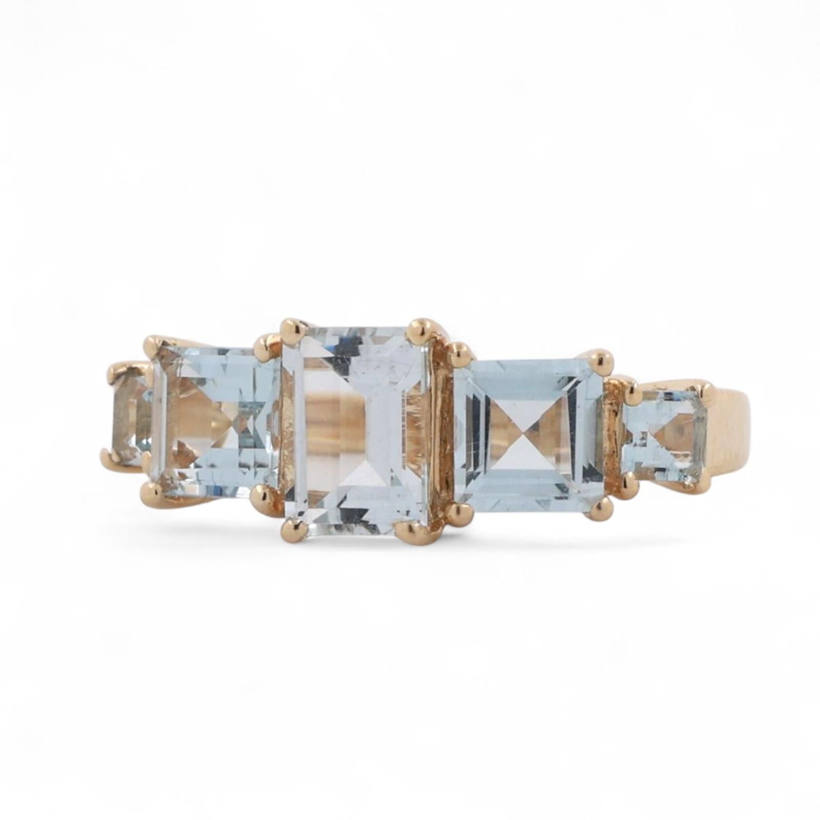 5-Stone Aquamarine Band Ring 14K Yellow Gold 2.26 CTW Size 6 Ladies Estate