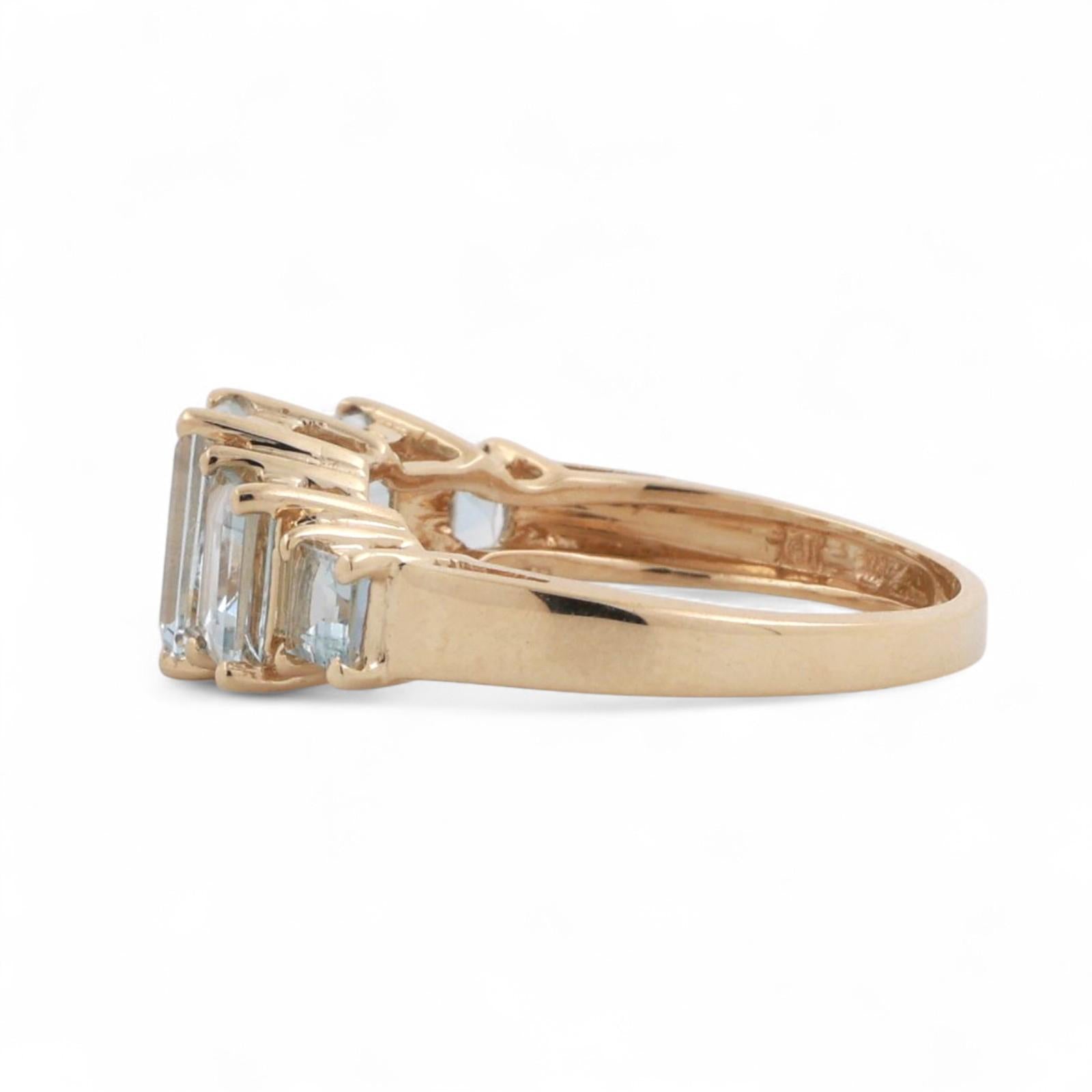 5-Stone Aquamarine Band Ring 14K Yellow Gold 2.26 CTW Size 6 Ladies Estate