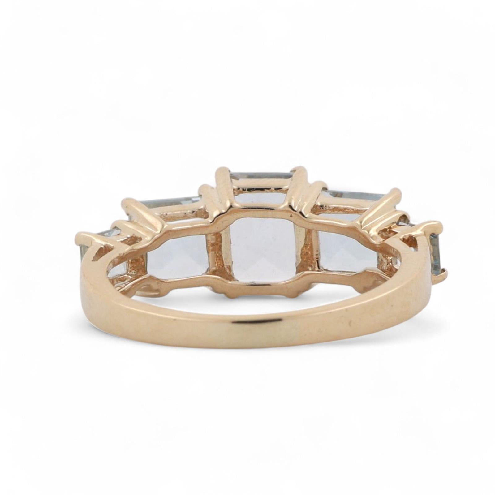 5-Stone Aquamarine Band Ring 14K Yellow Gold 2.26 CTW Size 6 Ladies Estate