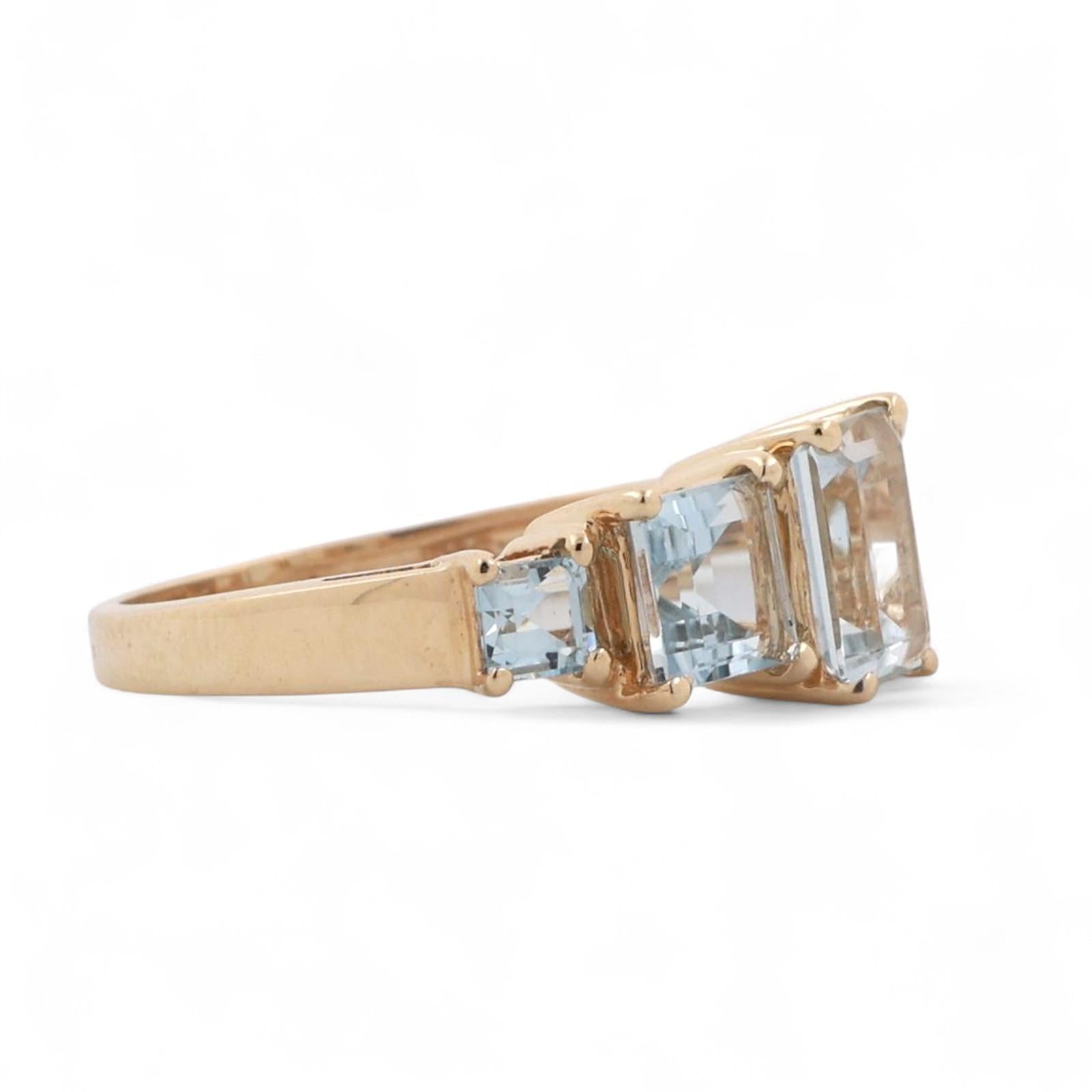 5-Stone Aquamarine Band Ring 14K Yellow Gold 2.26 CTW Size 6 Ladies Estate