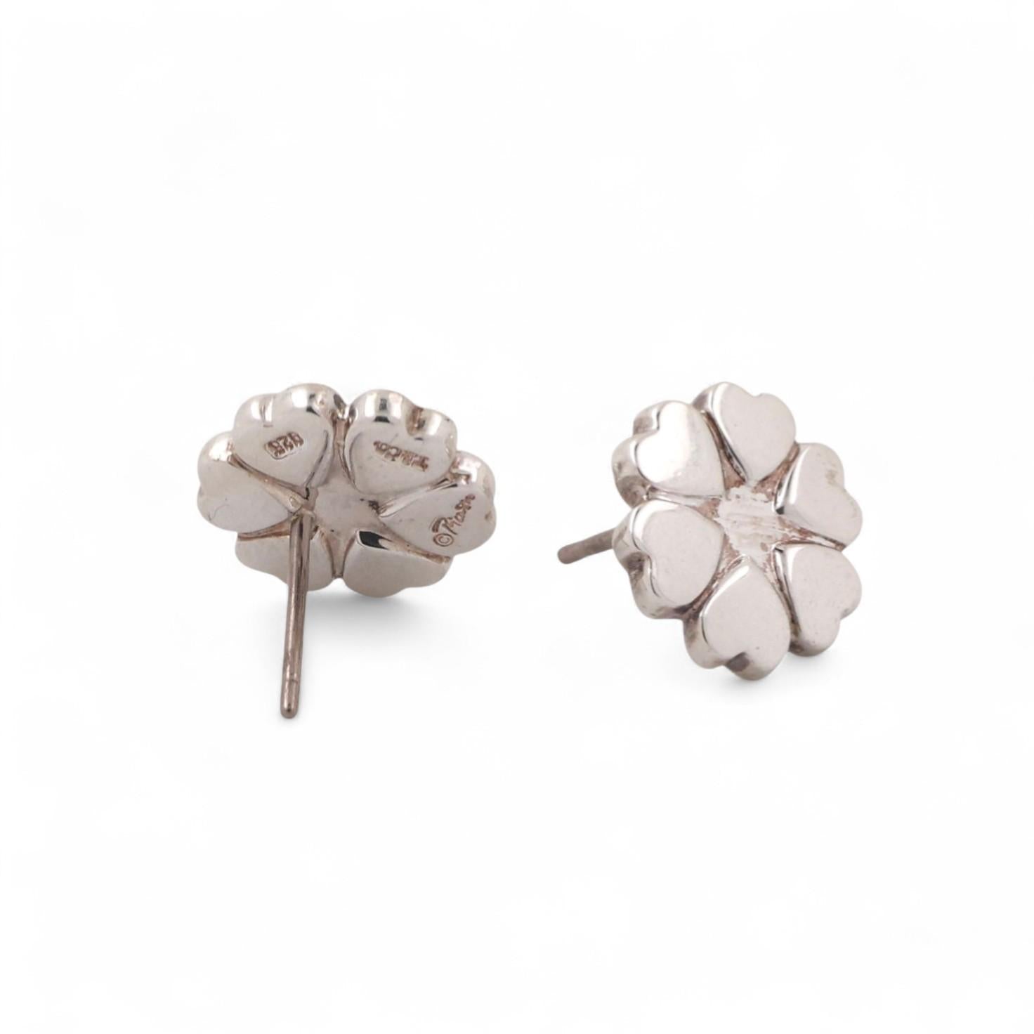 Tiffany & Co. Paloma Picasso Crown of Hearts Stud Earrings Sterling Silver 0.42"