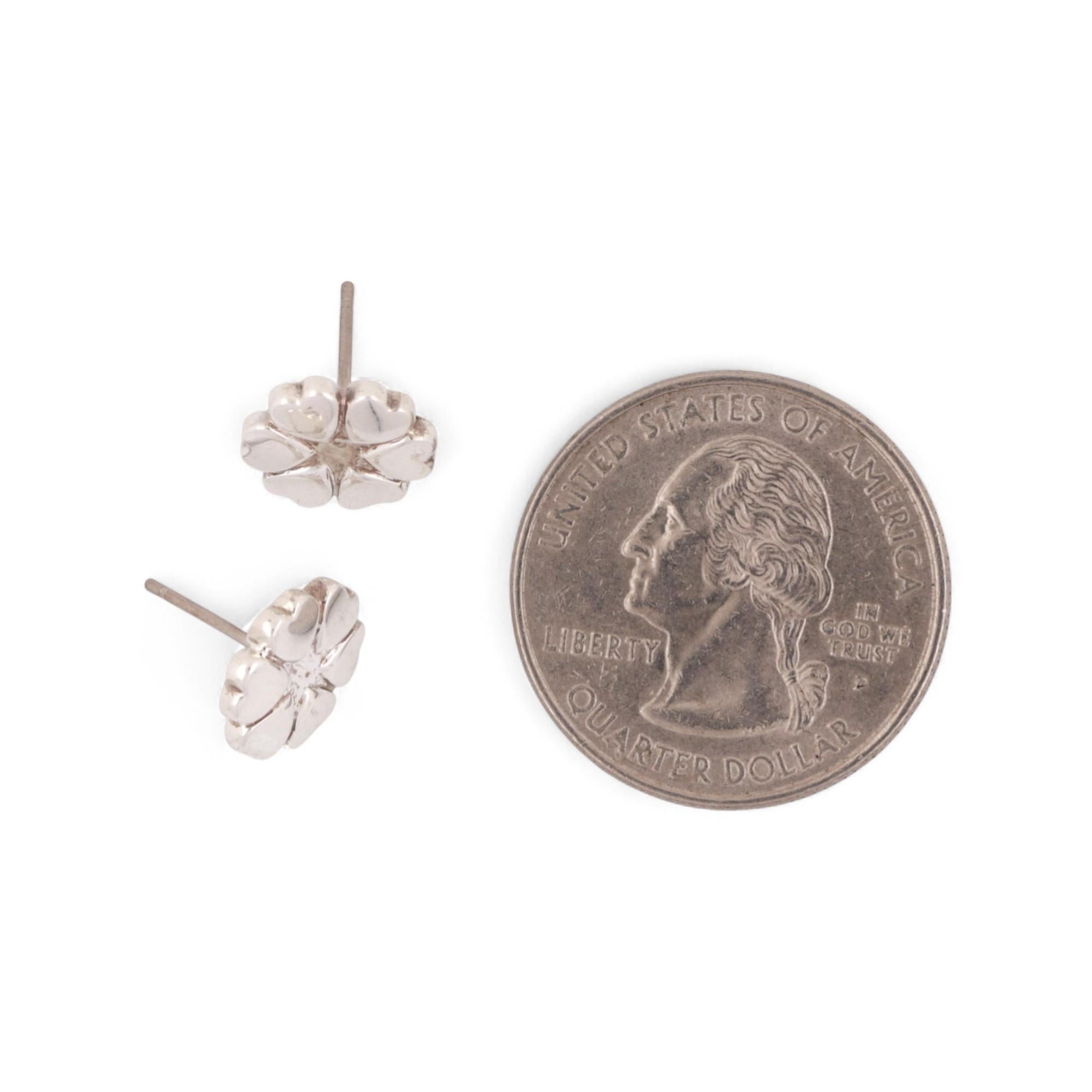 Tiffany & Co. Paloma Picasso Crown of Hearts Stud Earrings Sterling Silver 0.42"