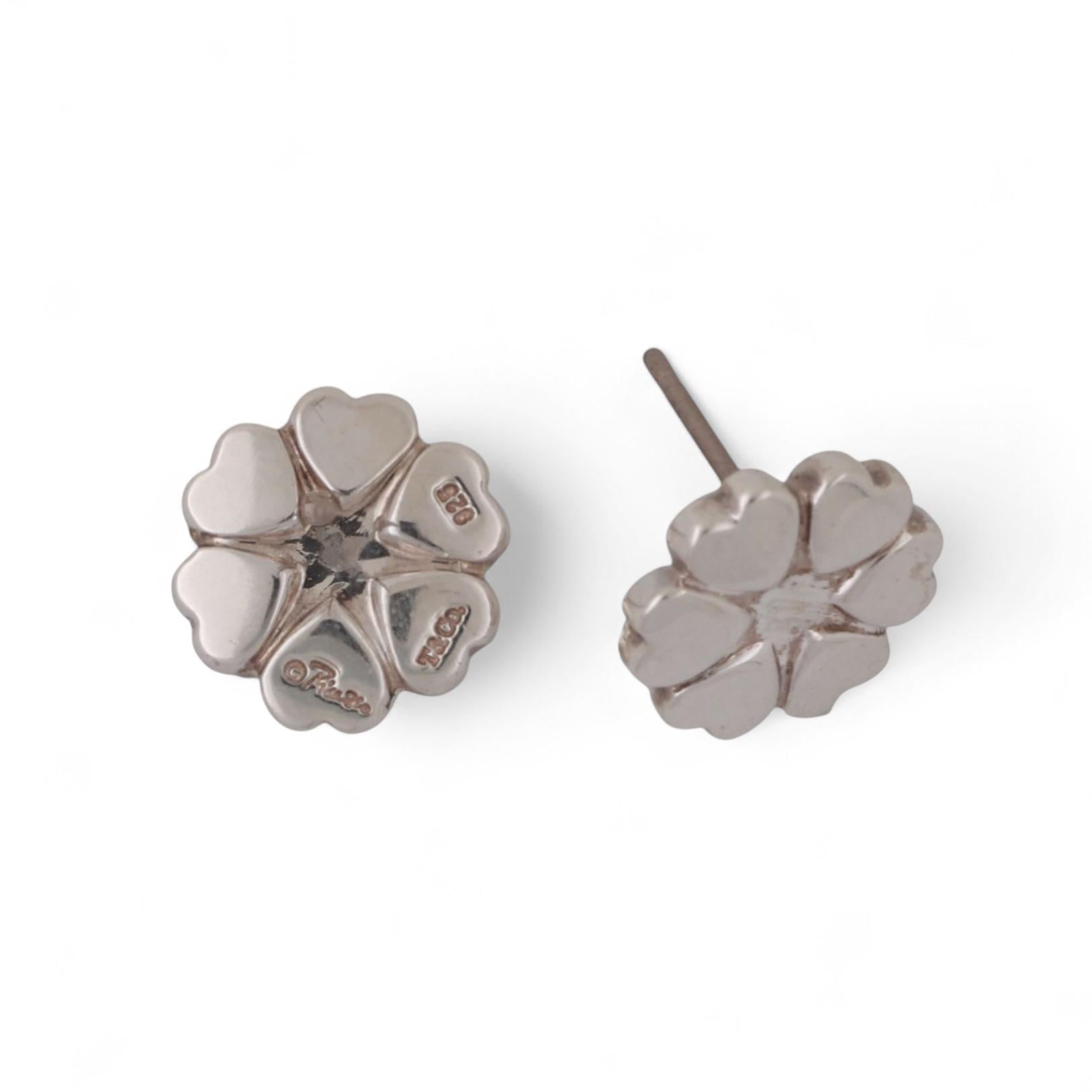 Tiffany & Co. Paloma Picasso Crown of Hearts Stud Earrings Sterling Silver 0.42"