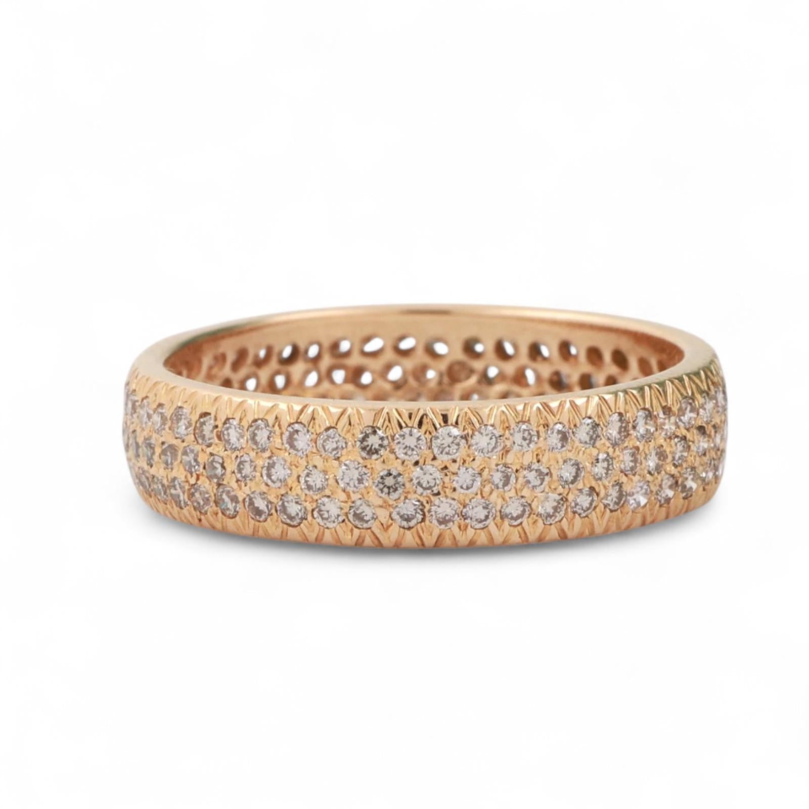 Cluster Diamond Full Eternity Wide Band Ring 18K Yellow Gold 1.00 TW Size 6.75