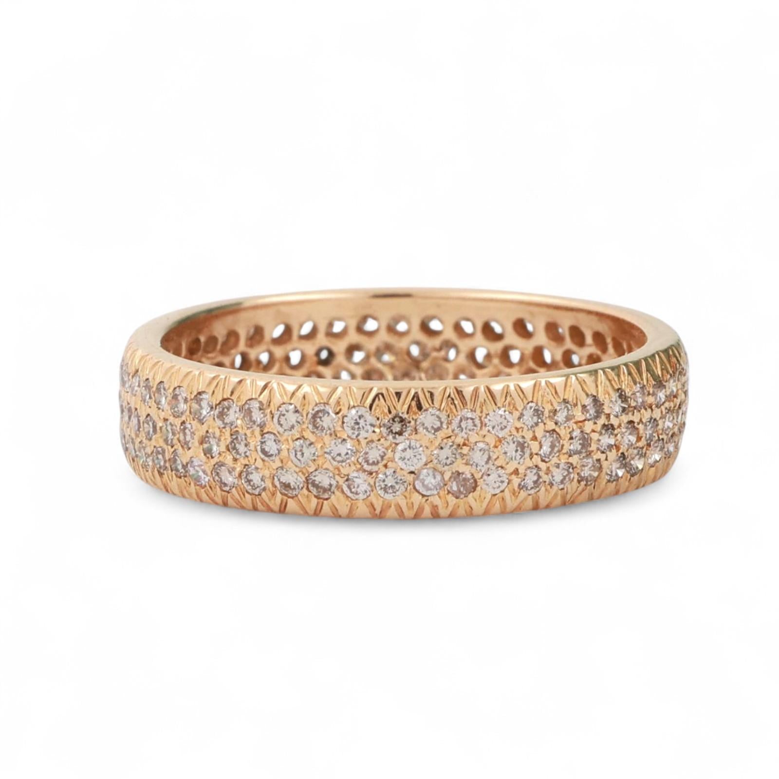 Cluster Diamond Full Eternity Wide Band Ring 18K Yellow Gold 1.00 TW Size 6.75
