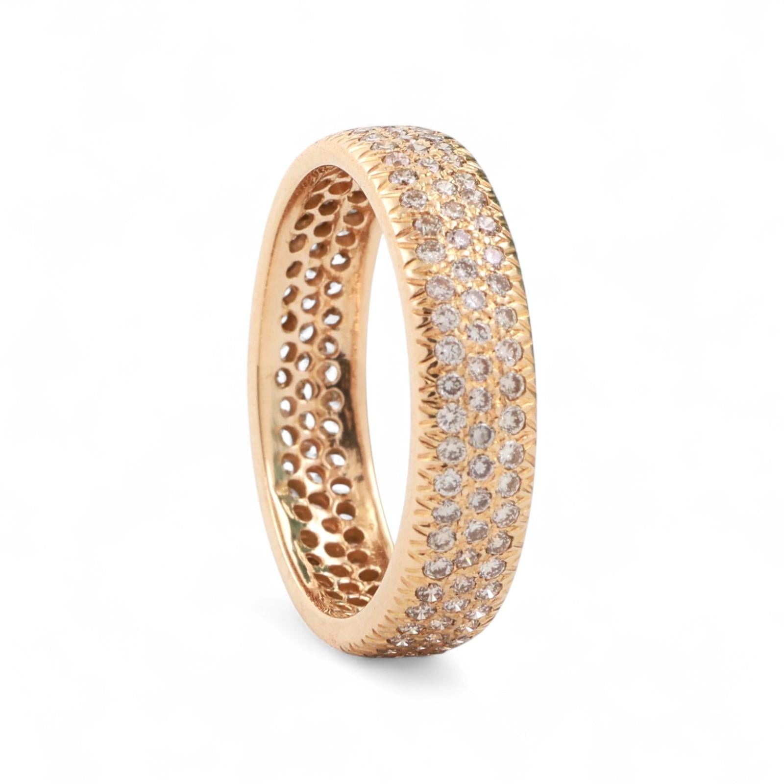 Cluster Diamond Full Eternity Wide Band Ring 18K Yellow Gold 1.00 TW Size 6.75