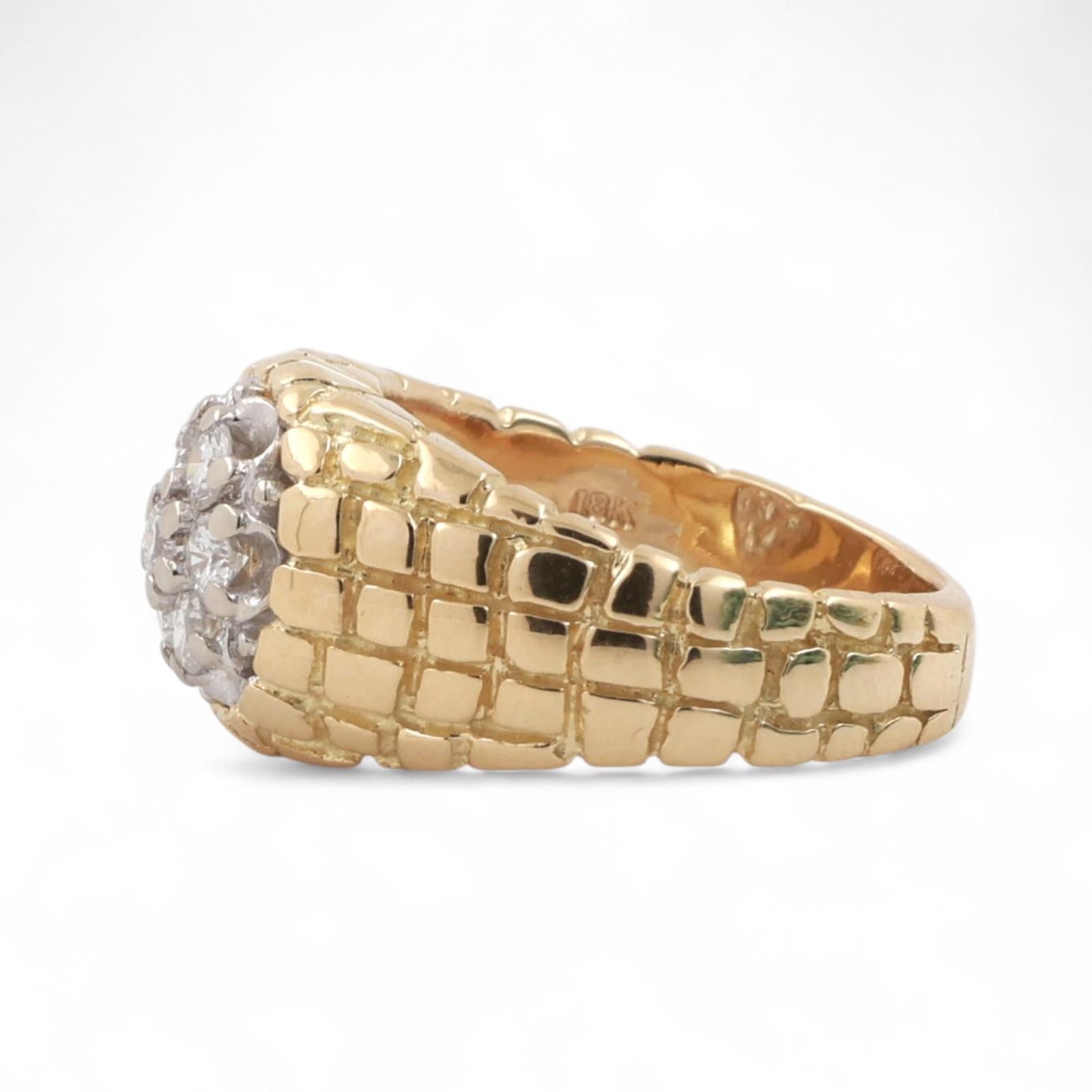 Vintage Retro 18K Gold Diamond Cluster Ring 0.55 TW Size 7 Unisex Estate