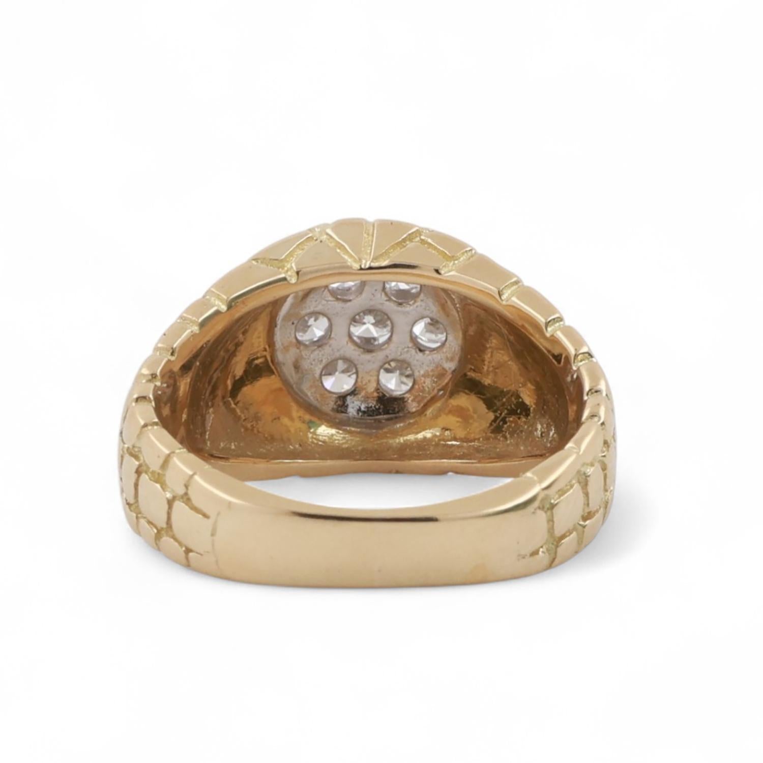 Vintage Retro 18K Gold Diamond Cluster Ring 0.55 TW Size 7 Unisex Estate