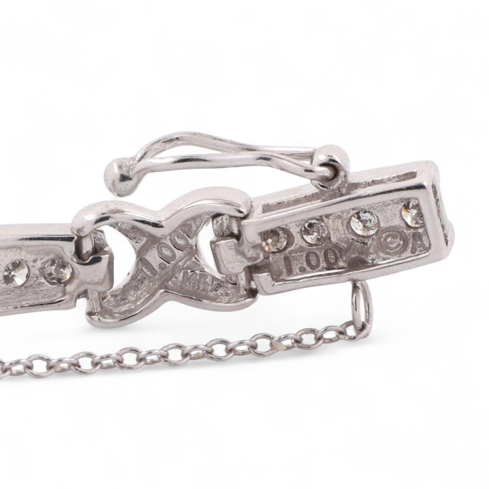 Diamond X Link Tennis Bracelet 14K White Gold 1.00 TW Channel Set 6.5" Estate