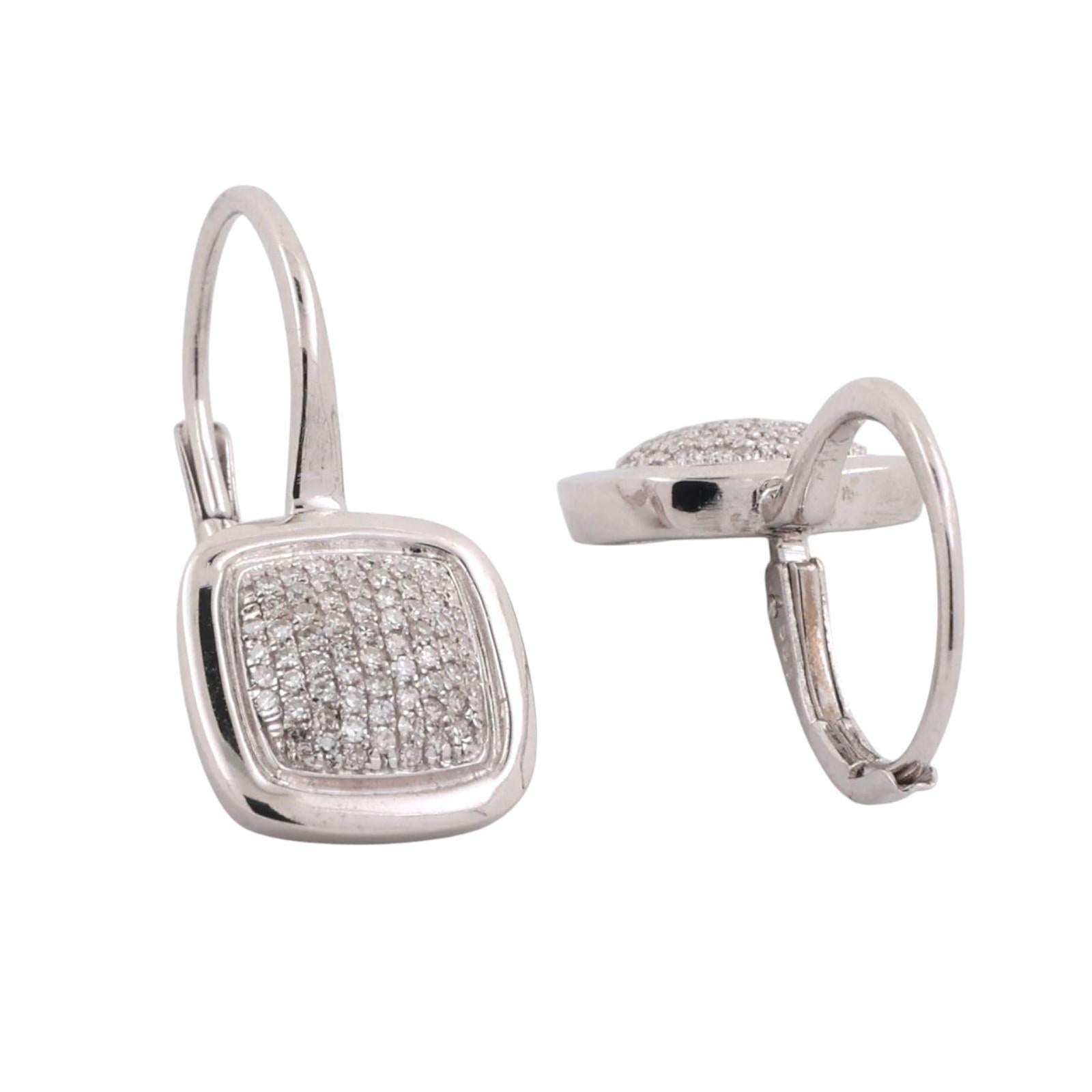 0.50 TW Cluster Diamond Dangle Earrings 14K White Gold 0.90" Ladies Estate