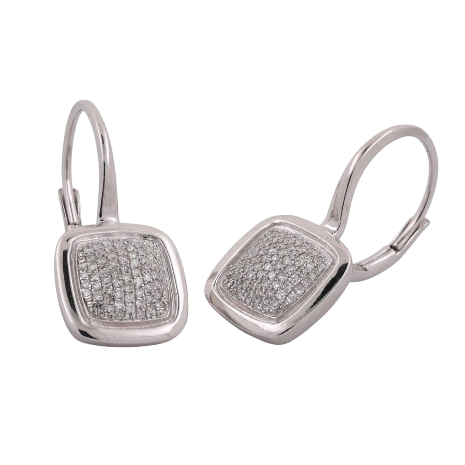 0.50 TW Cluster Diamond Dangle Earrings 14K White Gold 0.90" Ladies Estate