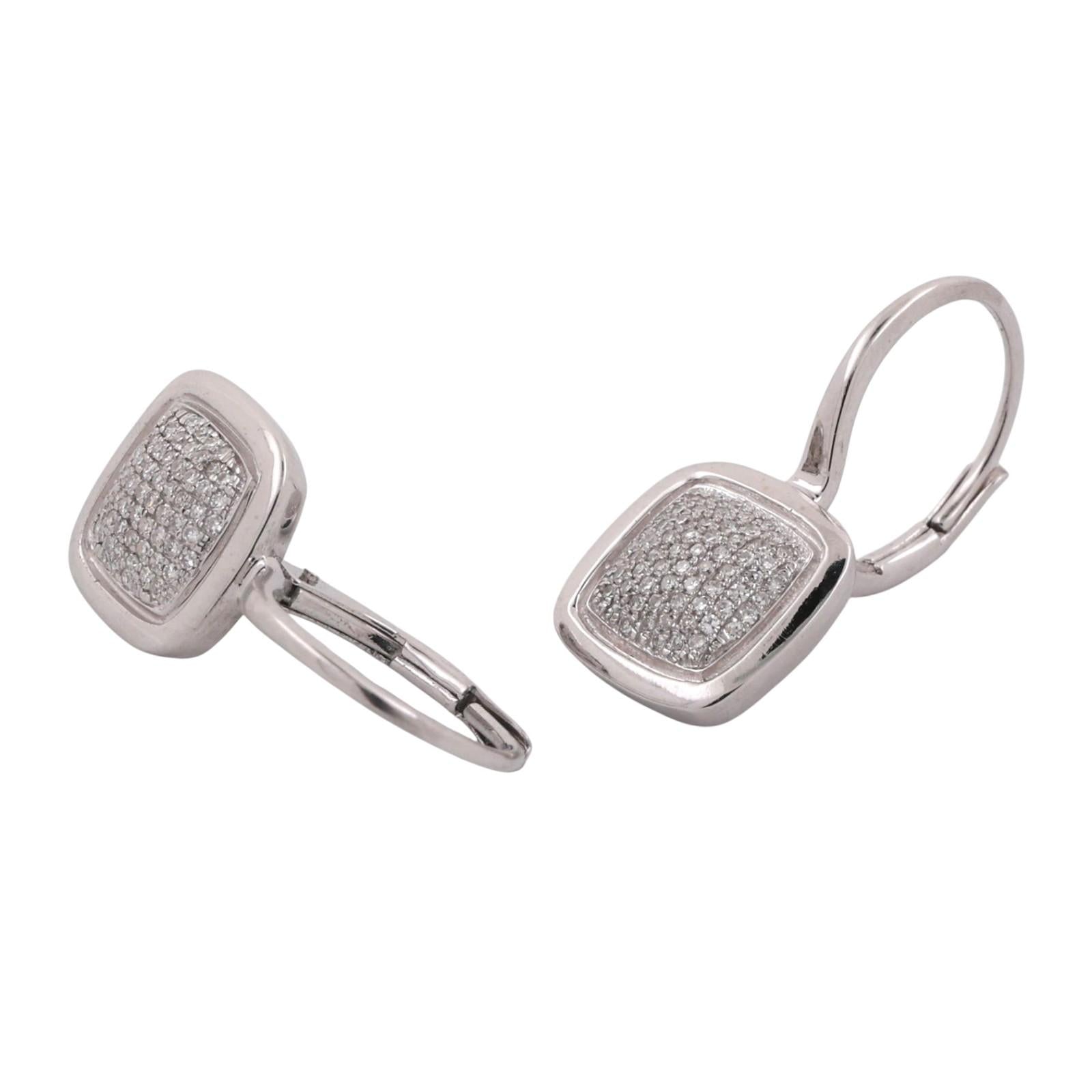 0.50 TW Cluster Diamond Dangle Earrings 14K White Gold 0.90" Ladies Estate