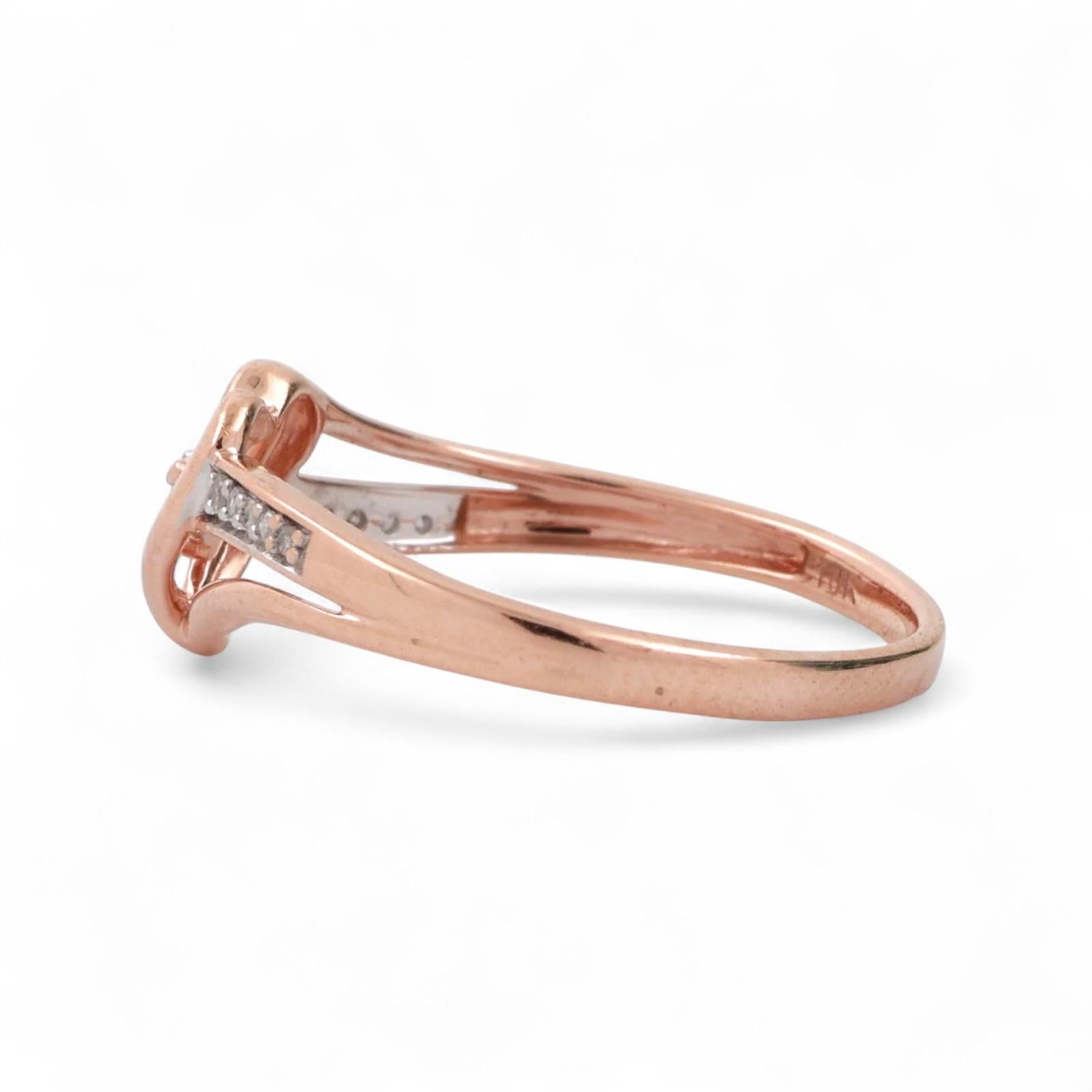 10K Rose Gold Open Heart Diamond Accent Ring 0.10 TW Size 7.25 Ladies Girls