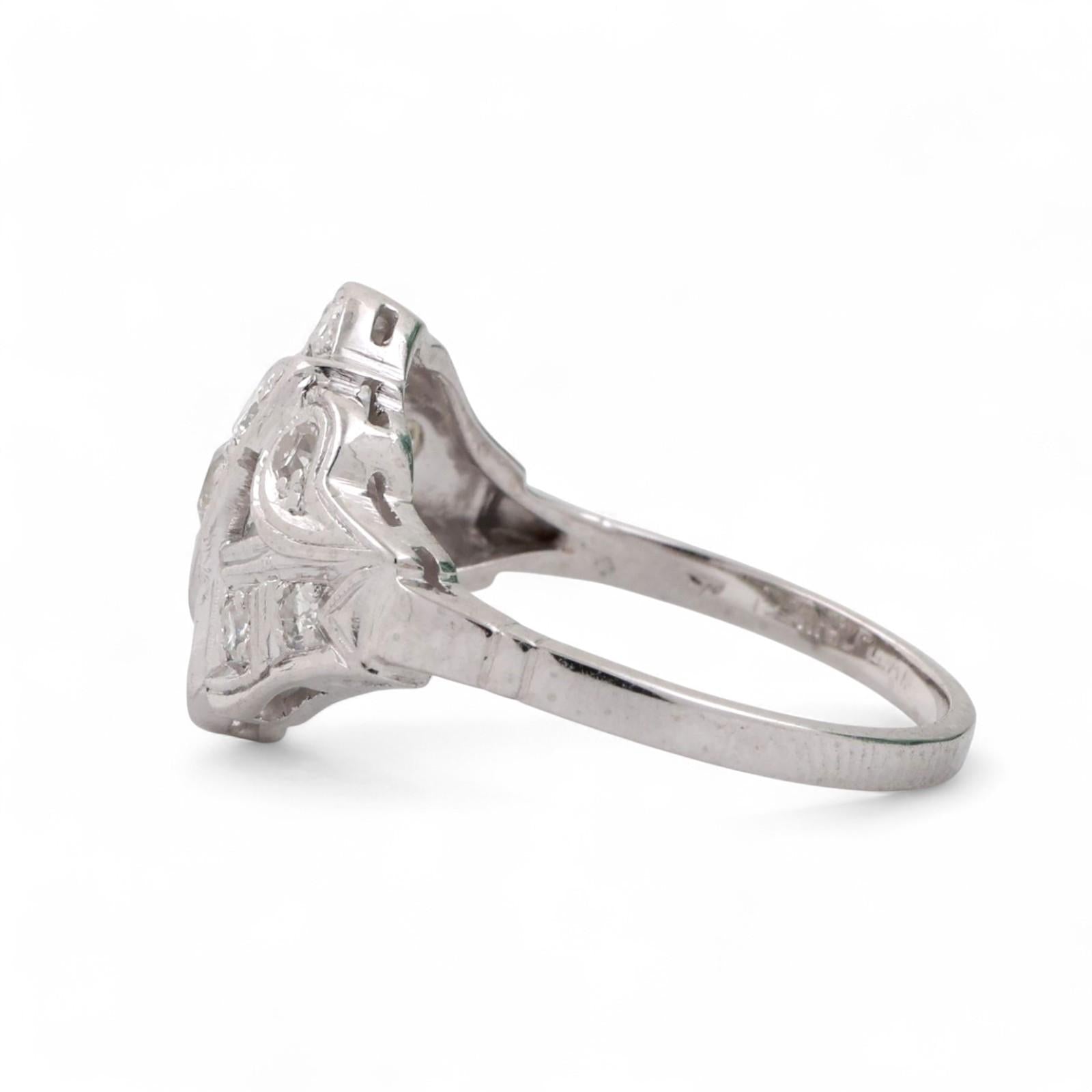 Vintage Diamond Cocktail Ring Platinum 0.40 TW Size 6.75 Ladies Estate