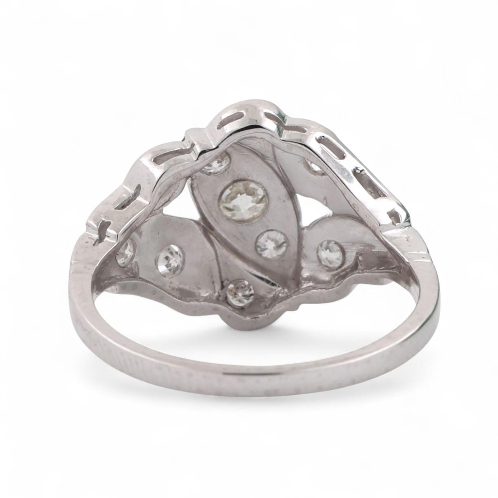 Vintage Diamond Cocktail Ring Platinum 0.40 TW Size 6.75 Ladies Estate