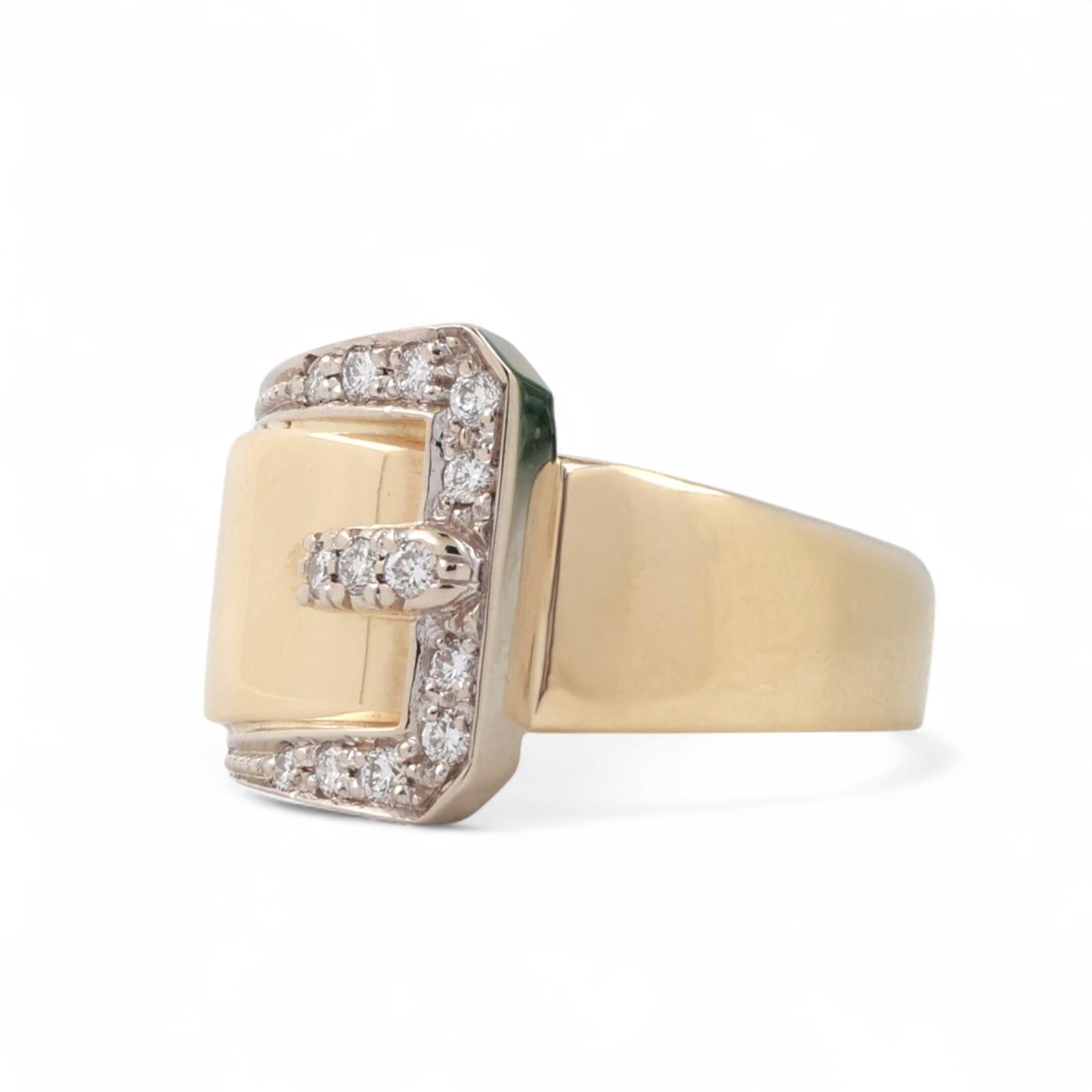 Diamond Buckle Band Ring 18K Gold 0.25 TW Size 6 Ladies Estate
