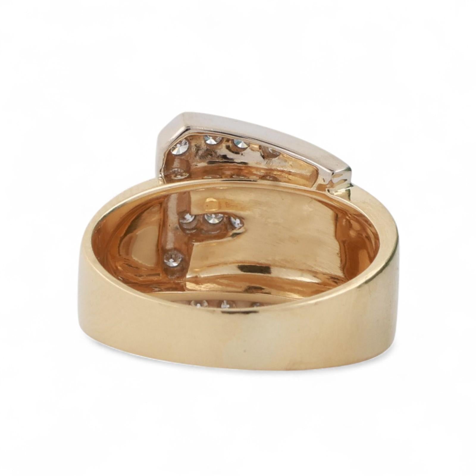 Diamond Buckle Band Ring 18K Gold 0.25 TW Size 6 Ladies Estate