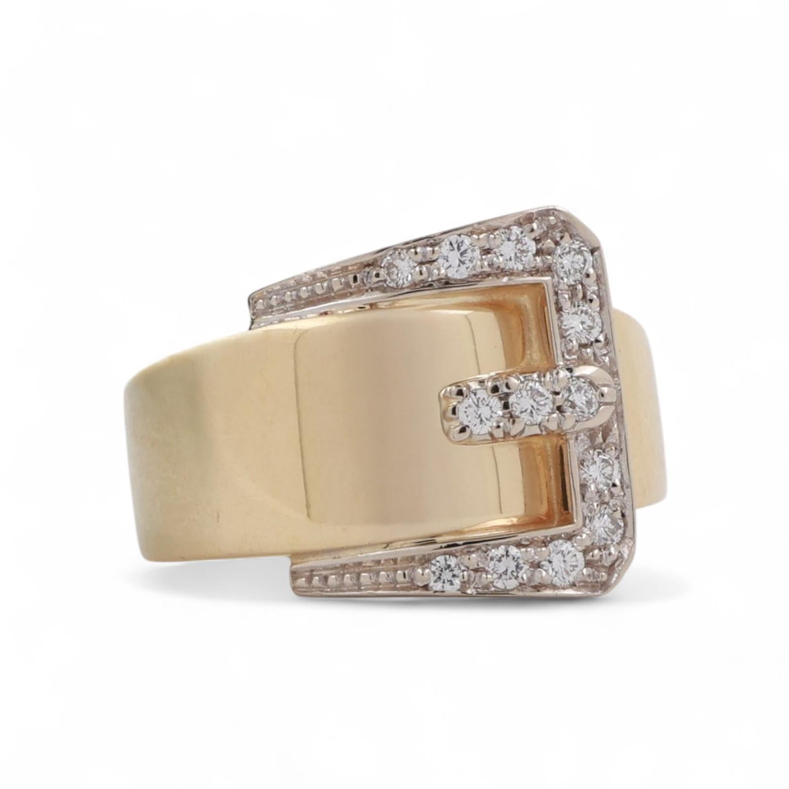 Diamond Buckle Band Ring 18K Gold 0.25 TW Size 6 Ladies Estate