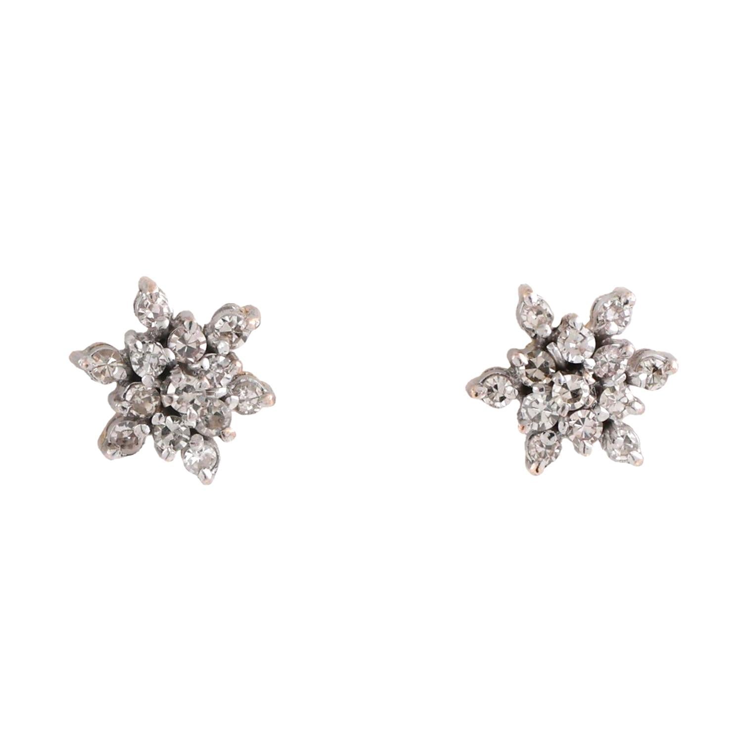 Cluster Diamond Floral Stud Earrings 10K Gold 0.55 TW 9.5 mm Ladies