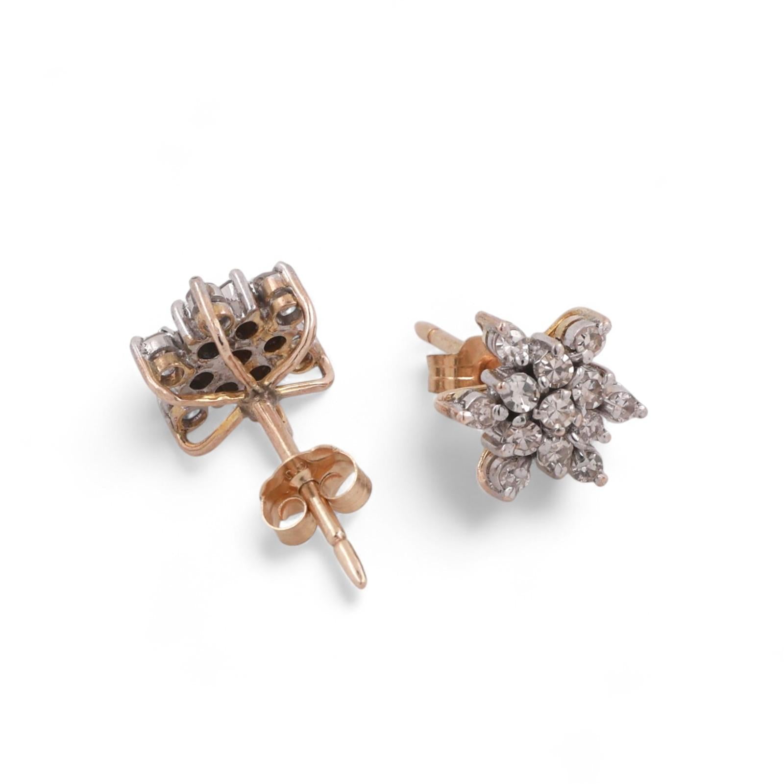 Cluster Diamond Floral Stud Earrings 10K Gold 0.55 TW 9.5 mm Ladies