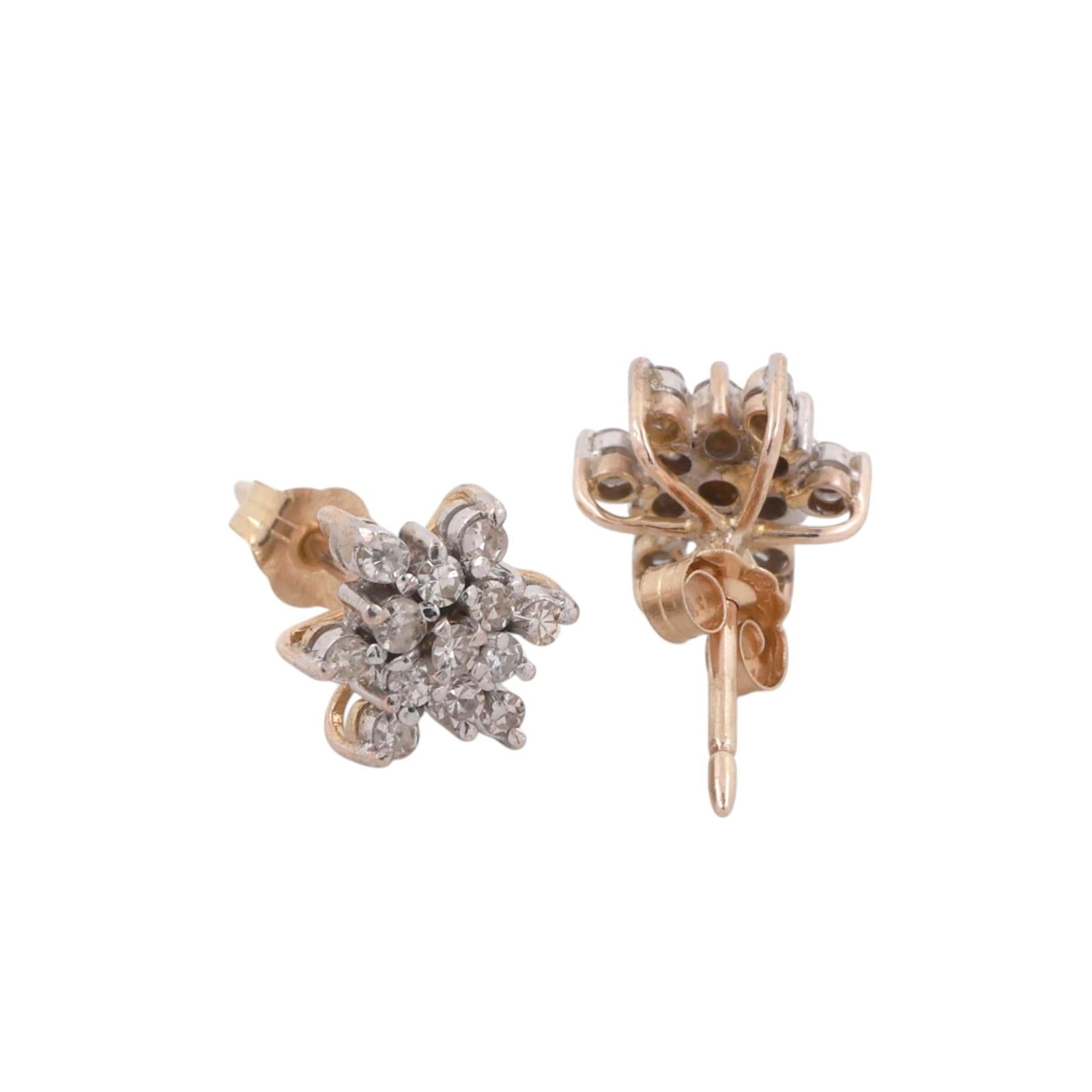 Cluster Diamond Floral Stud Earrings 10K Gold 0.55 TW 9.5 mm Ladies