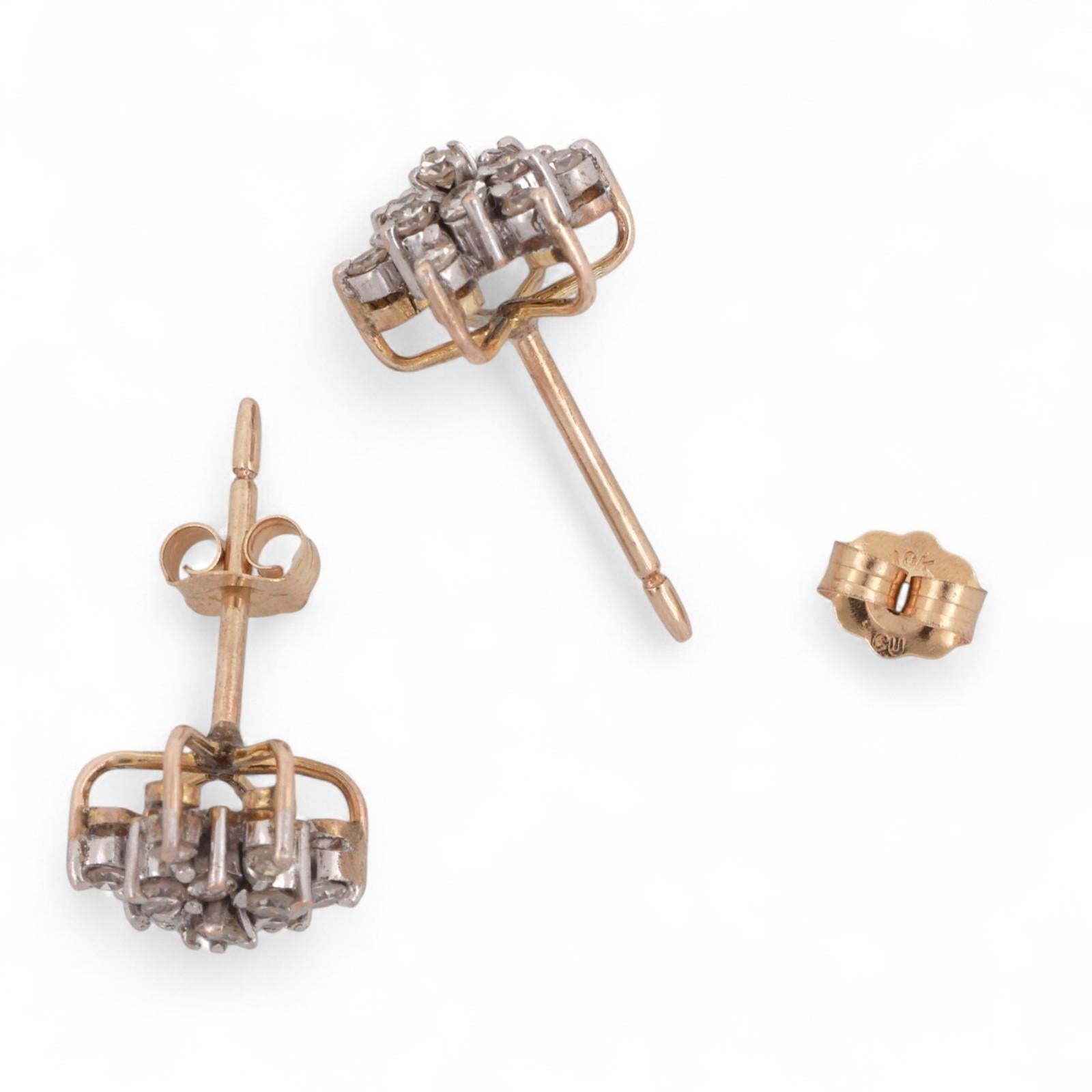 Cluster Diamond Floral Stud Earrings 10K Gold 0.55 TW 9.5 mm Ladies