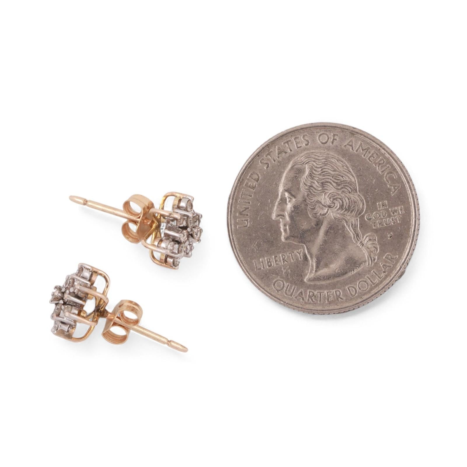 Cluster Diamond Floral Stud Earrings 10K Gold 0.55 TW 9.5 mm Ladies