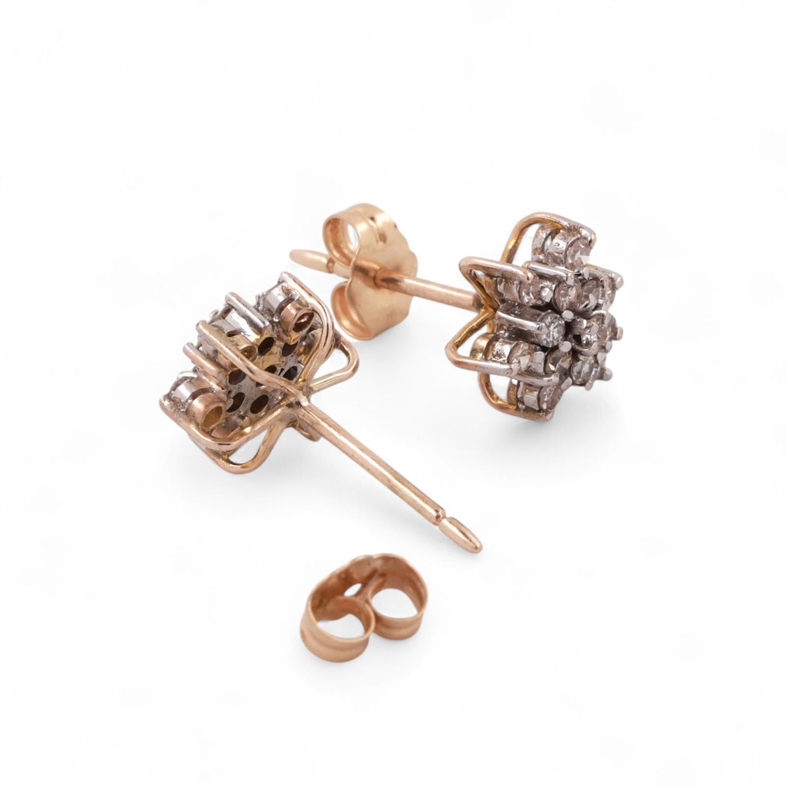 Cluster Diamond Floral Stud Earrings 10K Gold 0.55 TW 9.5 mm Ladies