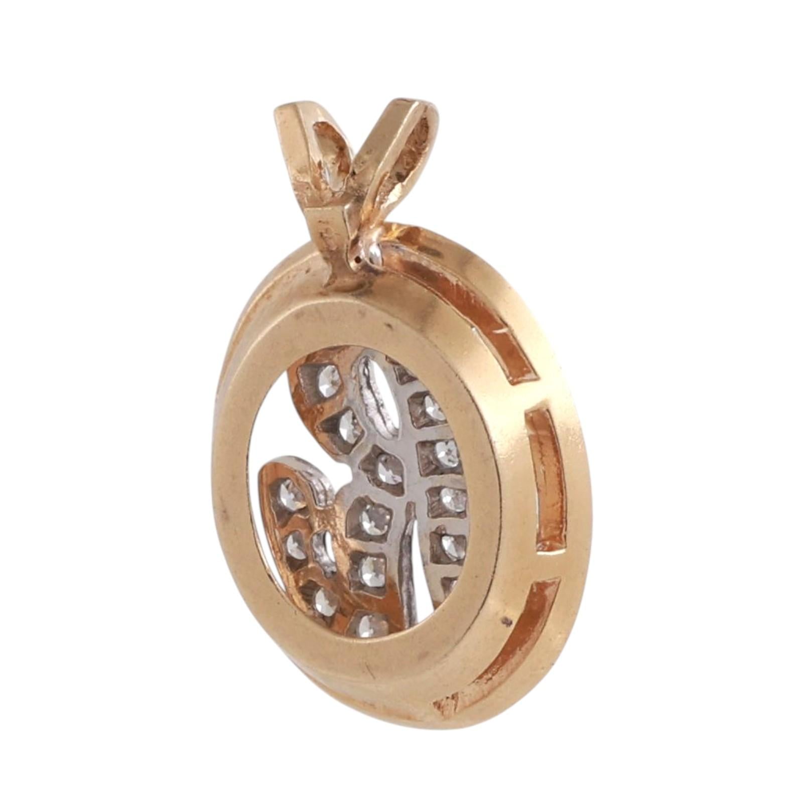 Fancy Letter R Diamond Oval Pendant 14K Gold 0.50 TW 0.90" Unisex Estate
