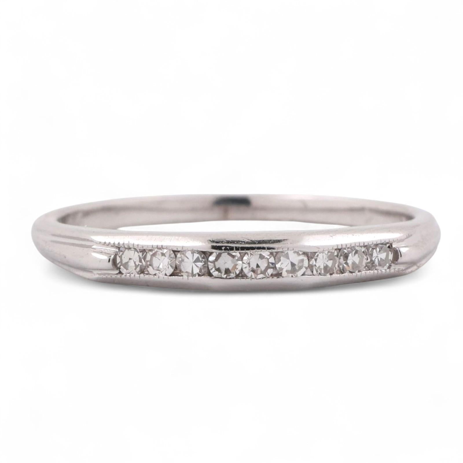 Diamond Half Eternity Band Ring 18K White Gold 0.16 TW Round Diamonds Size 6.25